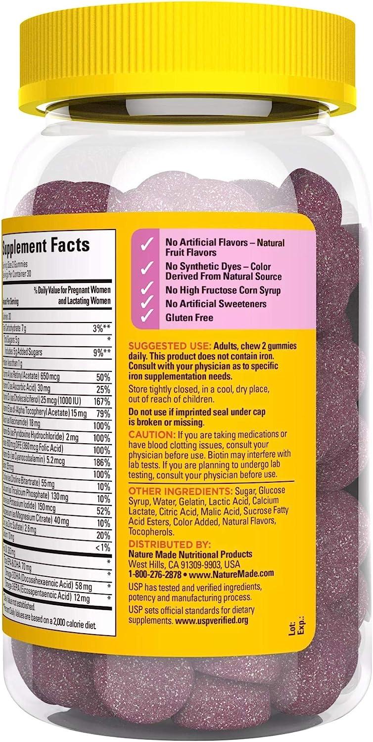 Nature Made Prenatal Gummies with DHA and Folic Acid, Prenatal Vitamin and Mineral Supplement