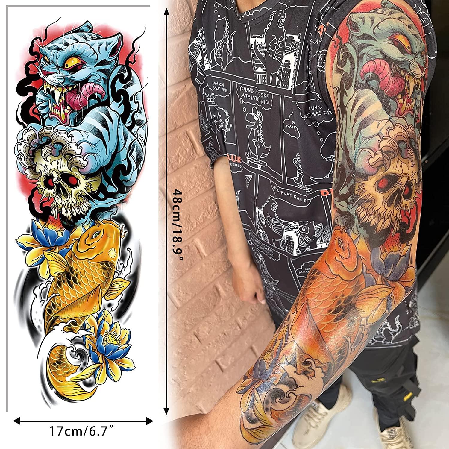 Aresvns Japanese Temporary Tatttoo for Men and women , Sleeve tattoo Temporary,Waterproof full arm and half arm fake tattoos that look real and last long 06