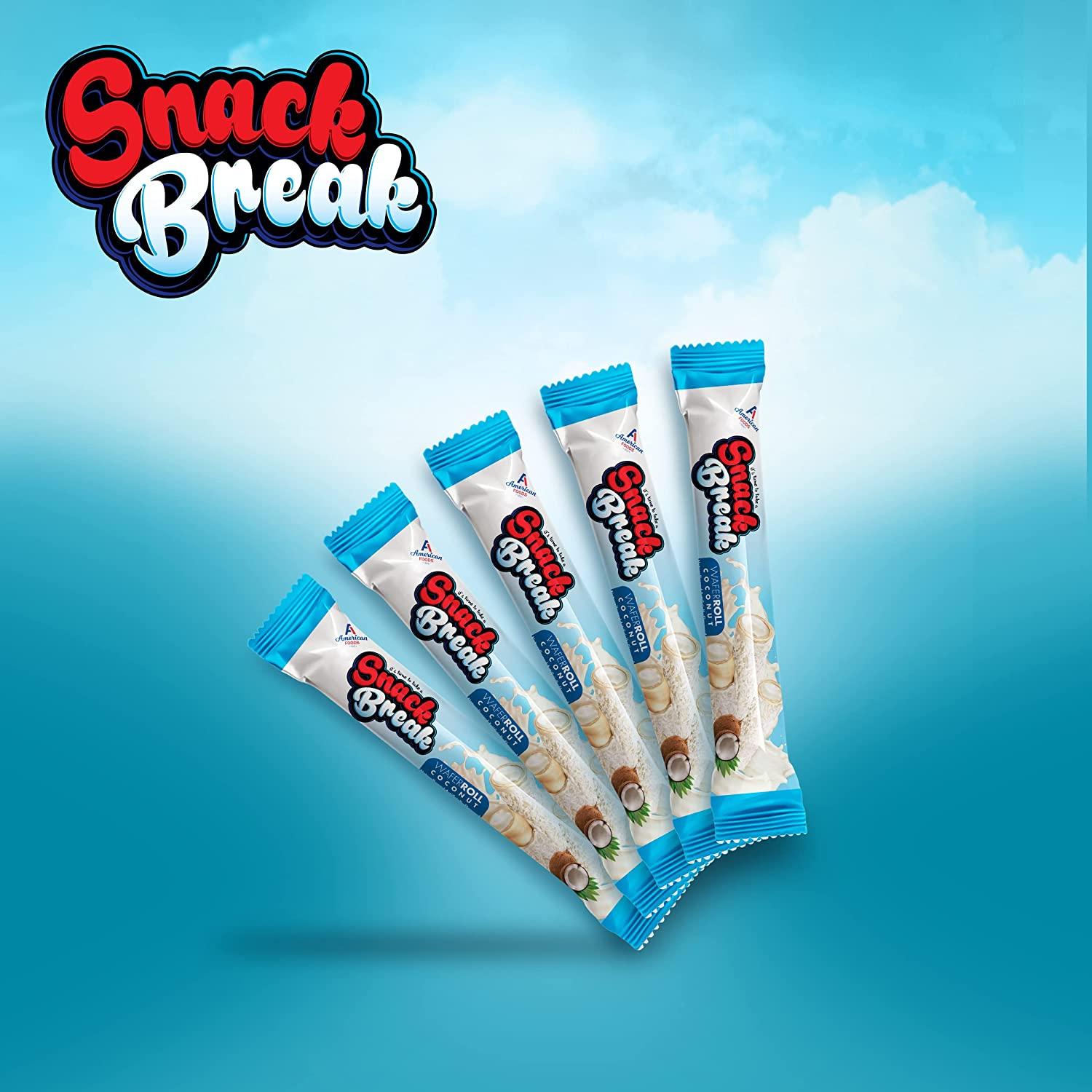 Snack Break Coconut Rolled Wafer Snacks with Creamy Coconut Filling