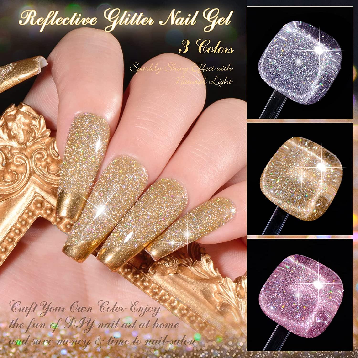 Reflective Glitter nail  Nail designs, Nails design with rhinestones,  Glitter nails