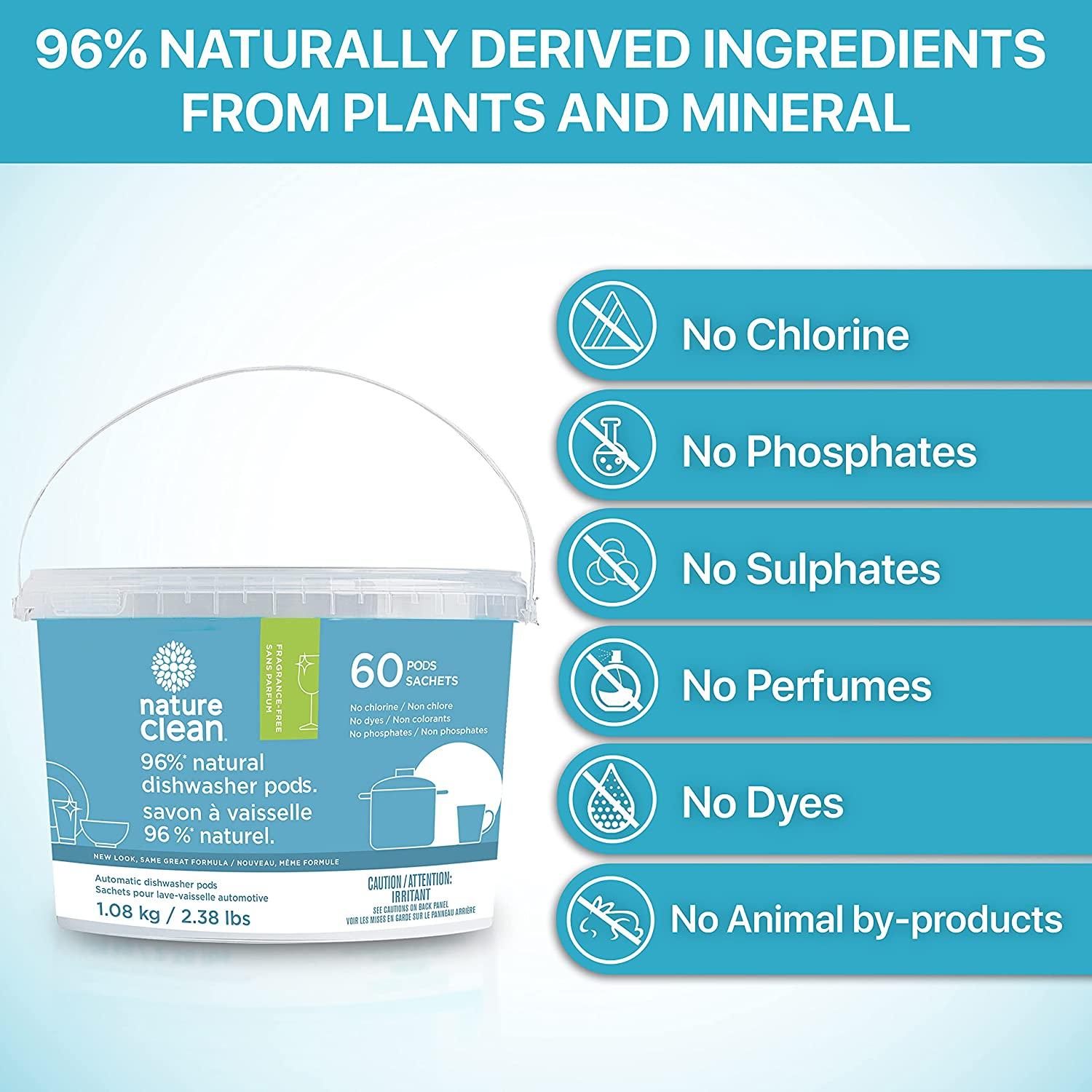 Nature Clean Natural Dishwasher Pods, 60 count. High Performance