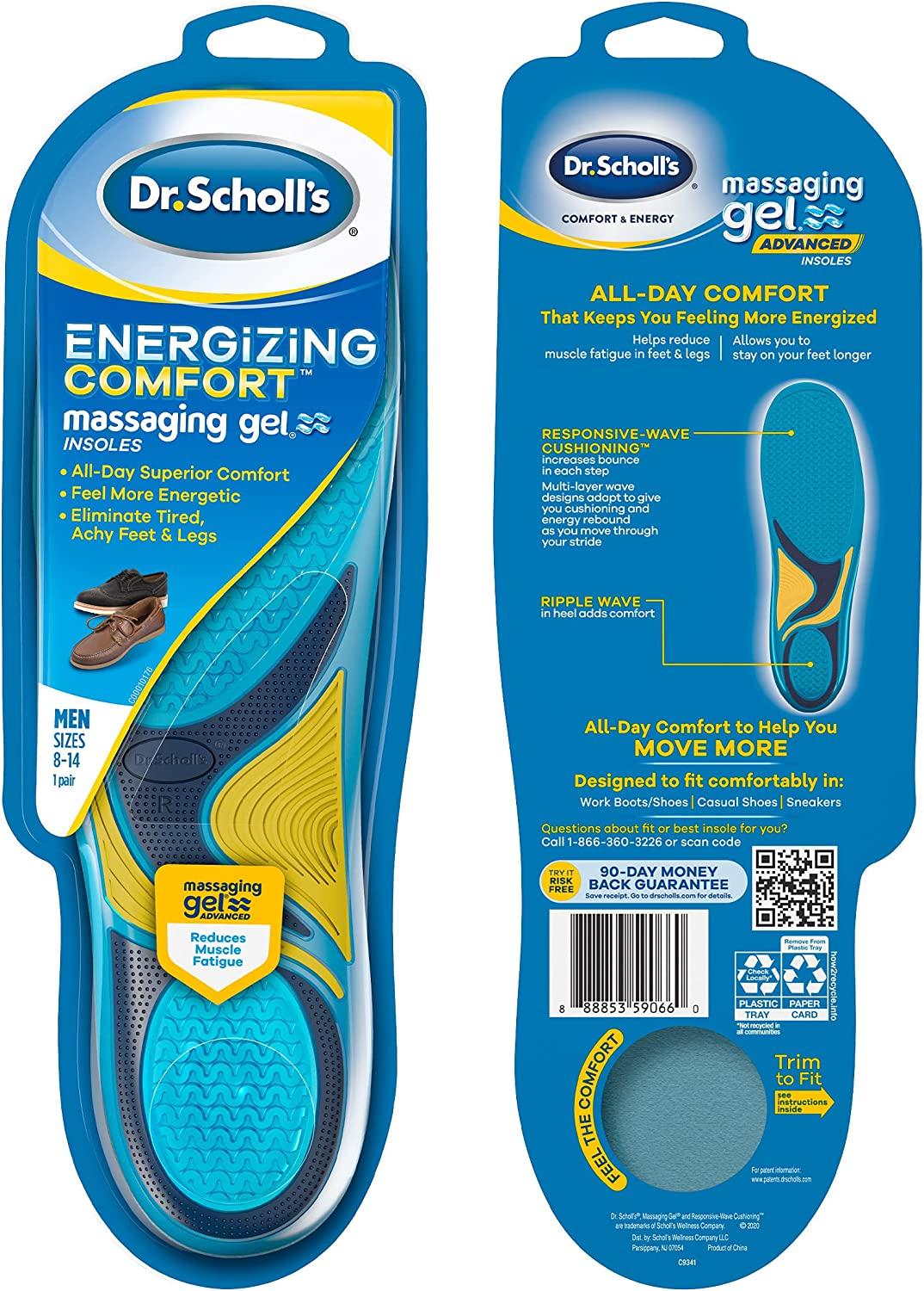 Dr. Scholl s Massaging Gel Insoles for Men Size 8 14 Ultimate Comfort Energy