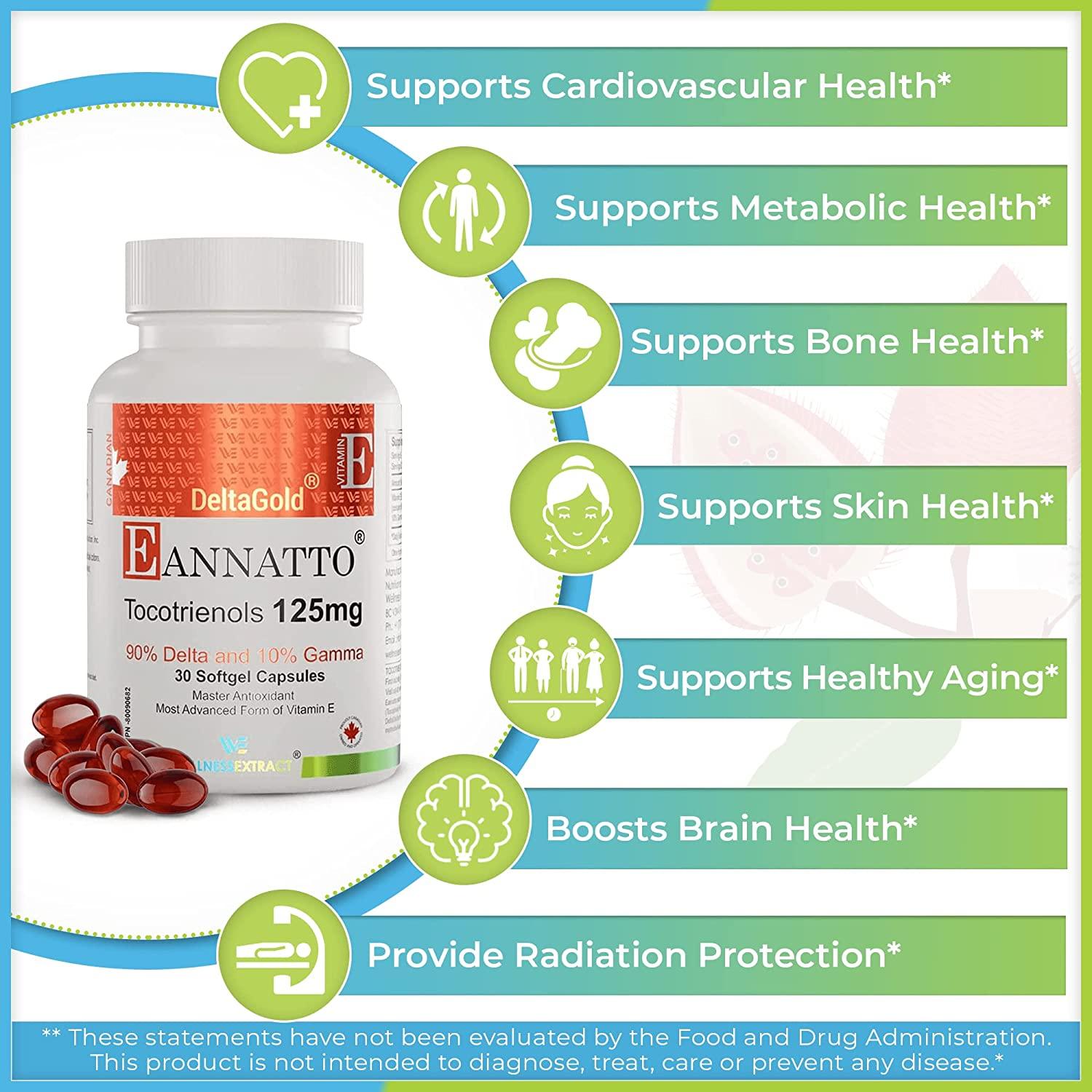 WELLNESS EXTRACT Delta Gold E Annatto Tocotrienols 125mg Softgels 30