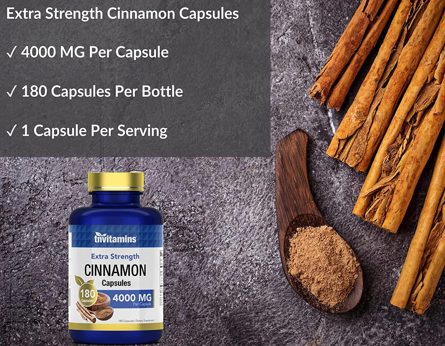 Cinnamon Capsules 4000 MG 180 Capsules Ceylon Cinnamon & Cassia