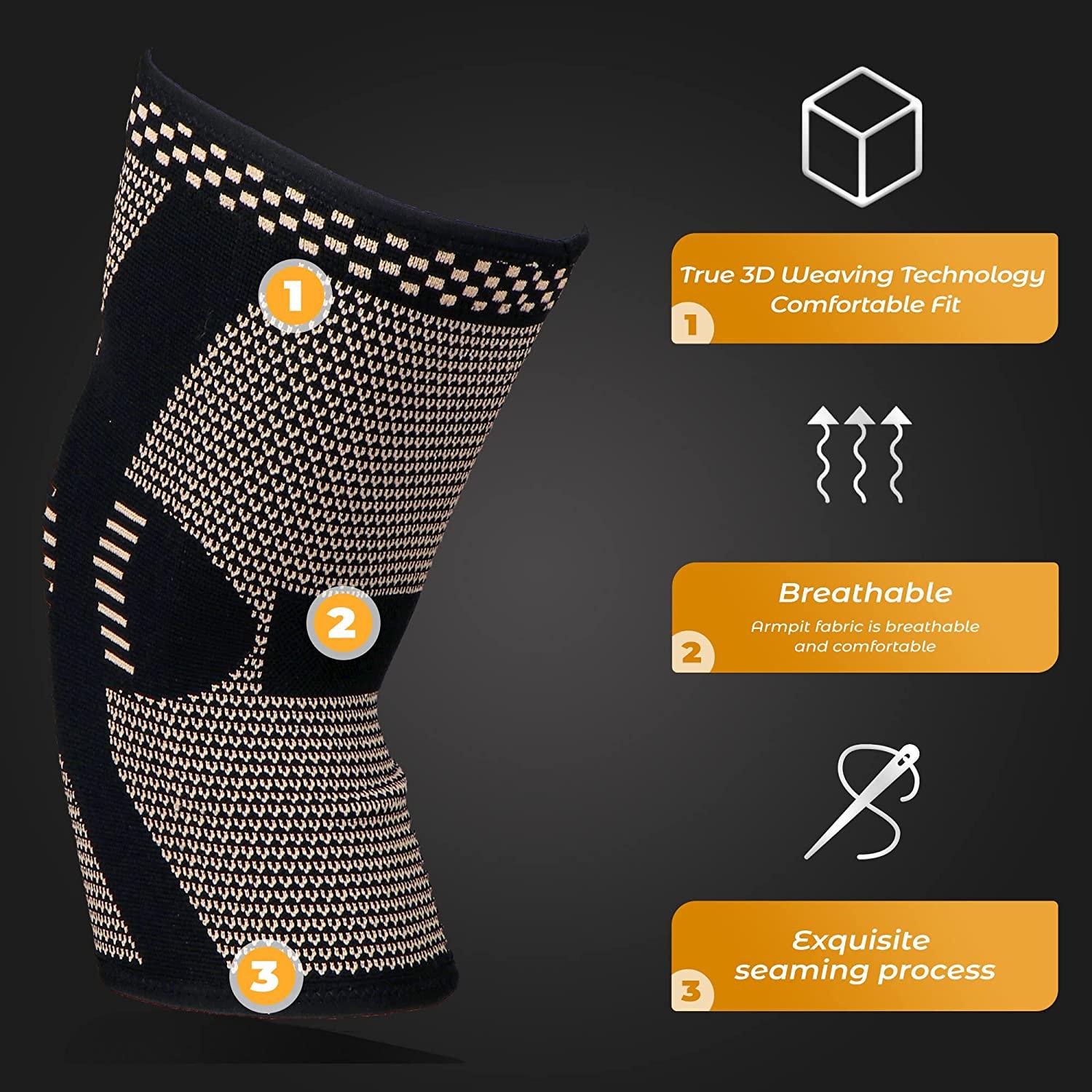 (2Pack)Copper Knee sleeve for Arthritis Pain and SupportCopper Knee