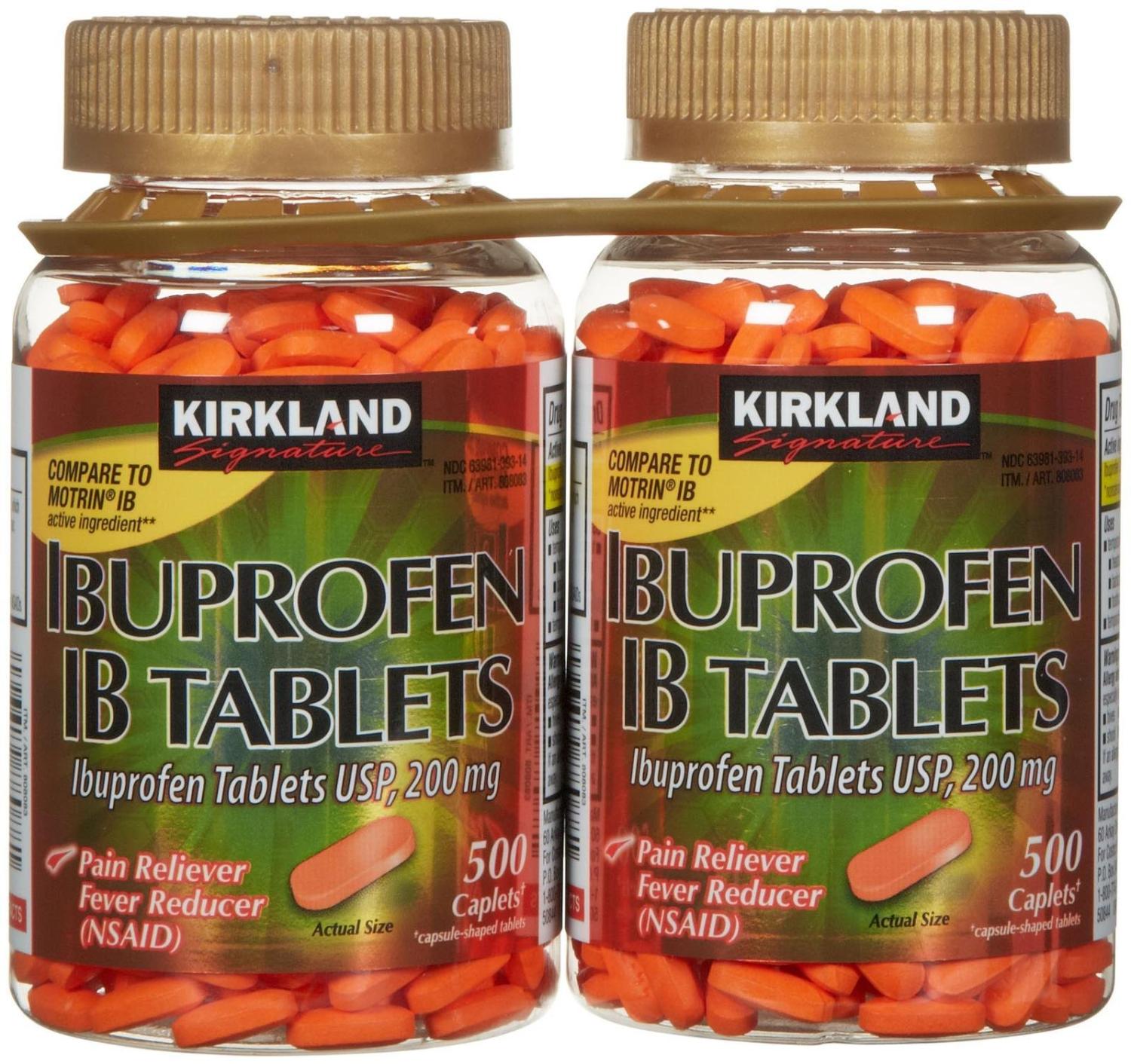 Kirkland Signature Ibuprofen 200mg Tablets 1000 Count Pack of 2