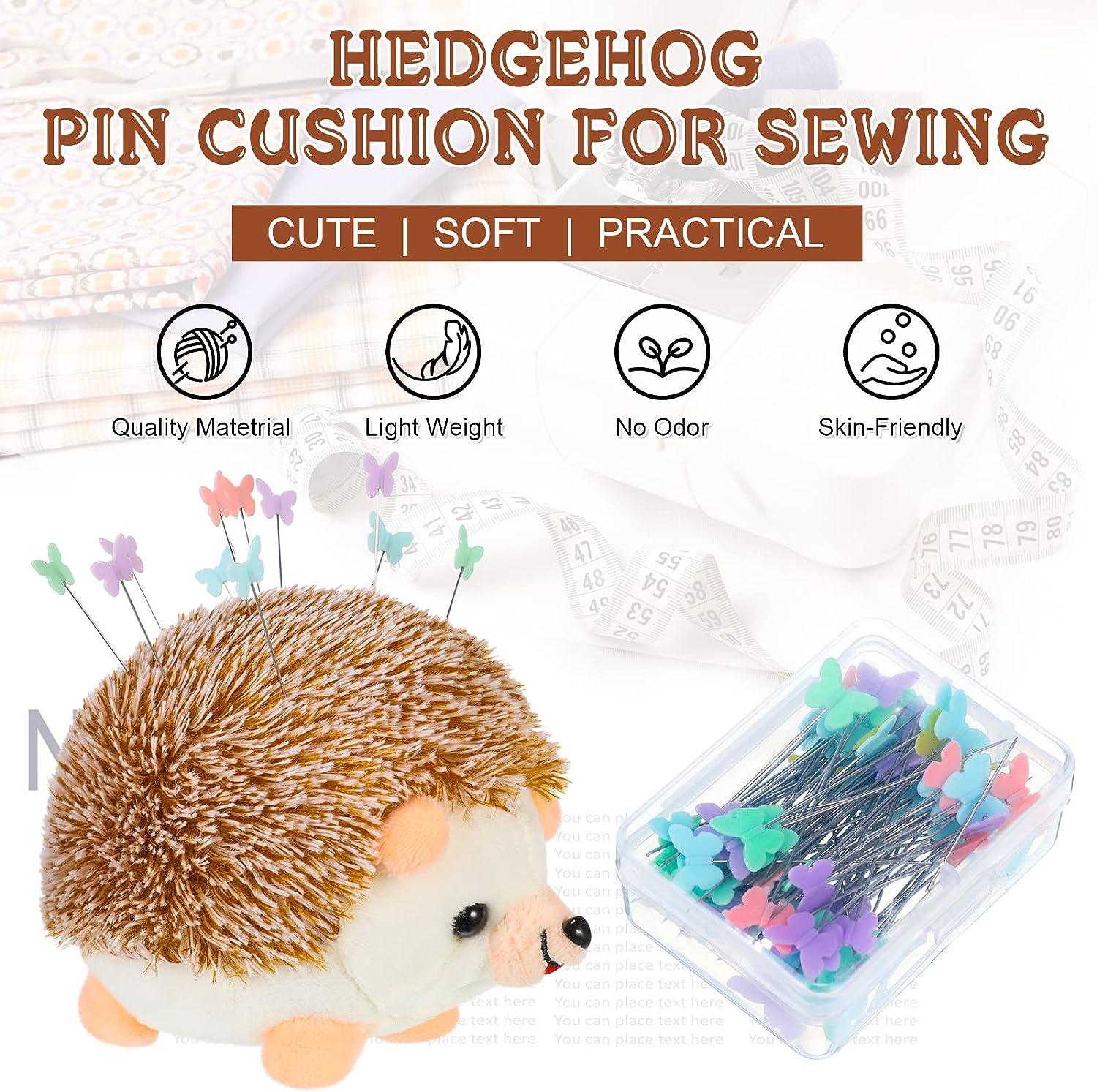 101 Pieces Hedgehog Pin Cushion Cute Large Pin Cushion Furry Straight Pins  Cushion Butterfly Flat Head Sewing Pins DIY Crafts Sewing Set Needle  Cushions Holder for DIY Jewelry Decor Brown