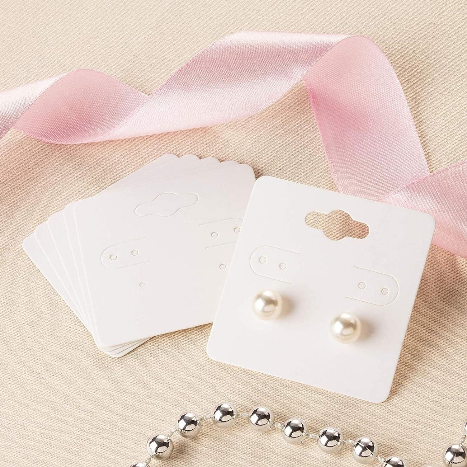 KALEFO 100 Pack Earring Cards Earring Bracelet Jewelry Display Cards  Wholesale Hanging Bulk Earring Cards (White W)