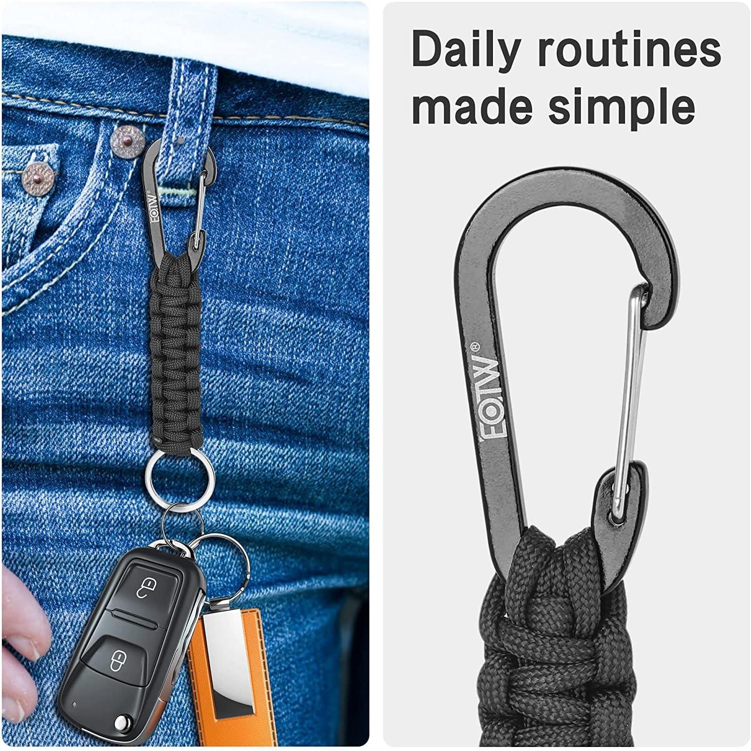 Custom Small Carabiner Key Chain With Black Strap