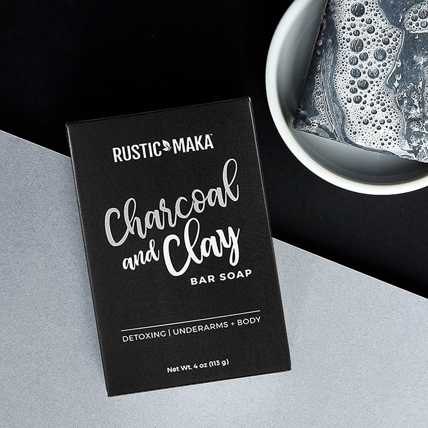 Rustic Maka Activated Charcoal + Clay Natural Soap Bar, DETOX + CLEANSE