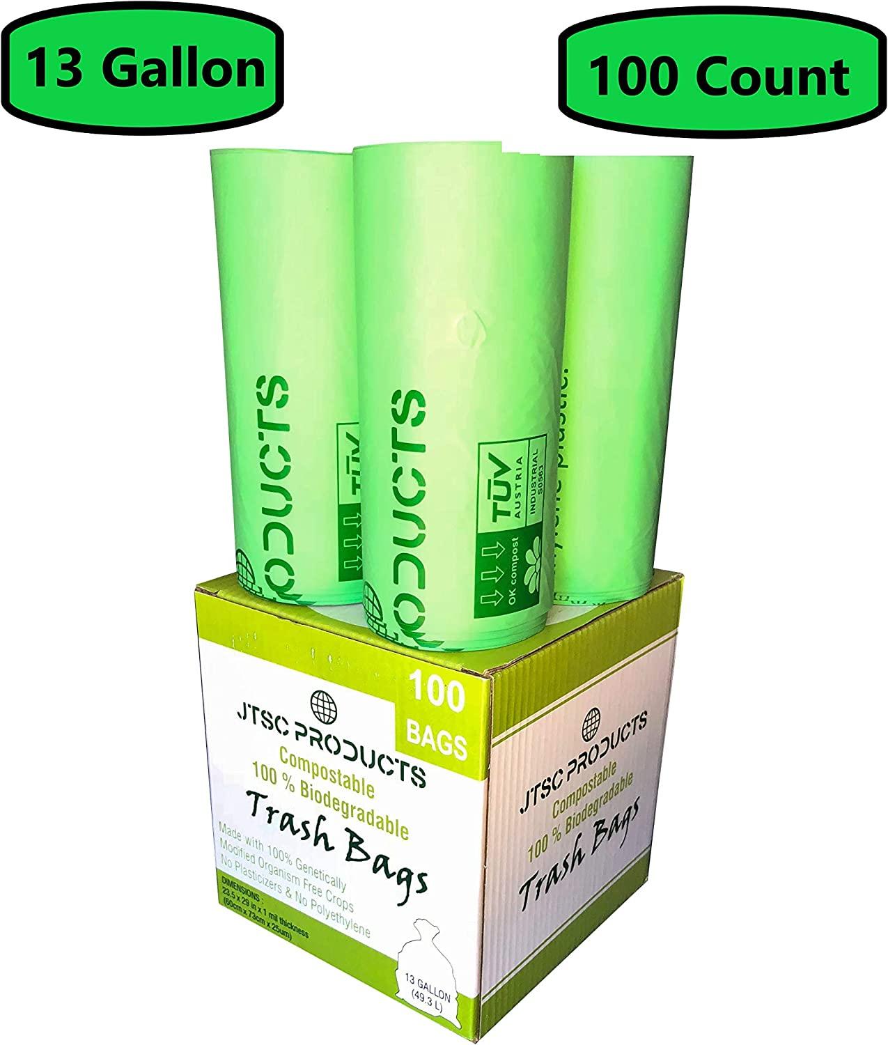 100 Biodegradable Compostable Trash Bags 13 Gallon ASTM D6400