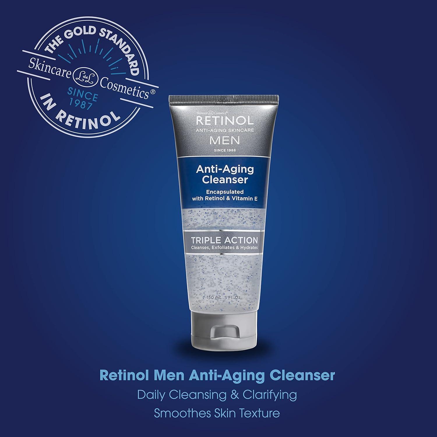 Retinol Men's Gel Cleanser Gently exfoliates skin for improved