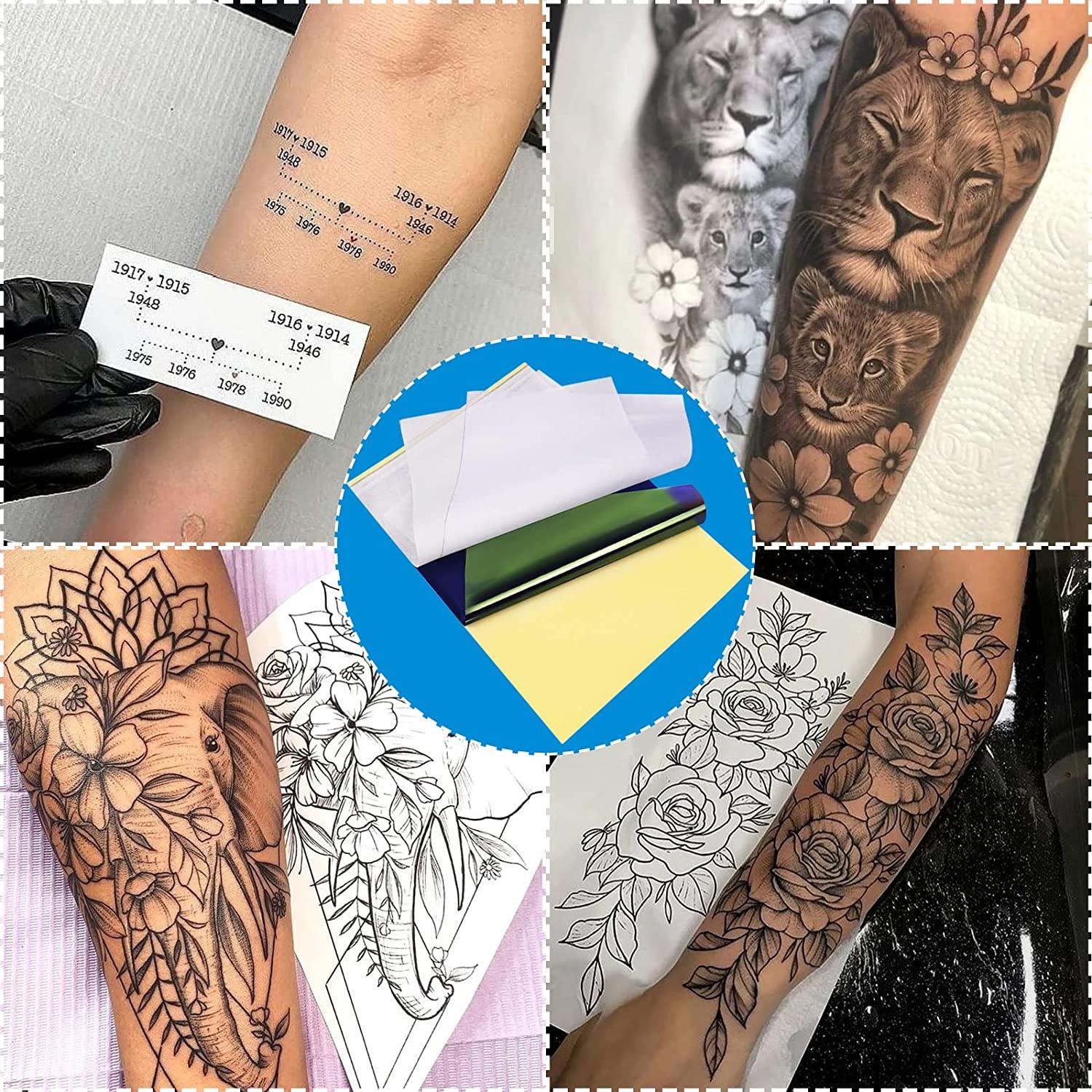  Tattoo Skin Practice with Stencil Paper, Urknall 40PCS 1mm  Thick Fake Skin and Tattoo Transfer Paper Kit Including 10PCS Tattoo Skin  and 30PCS Tattoo Stencil Paper for Tattoo Supplies 