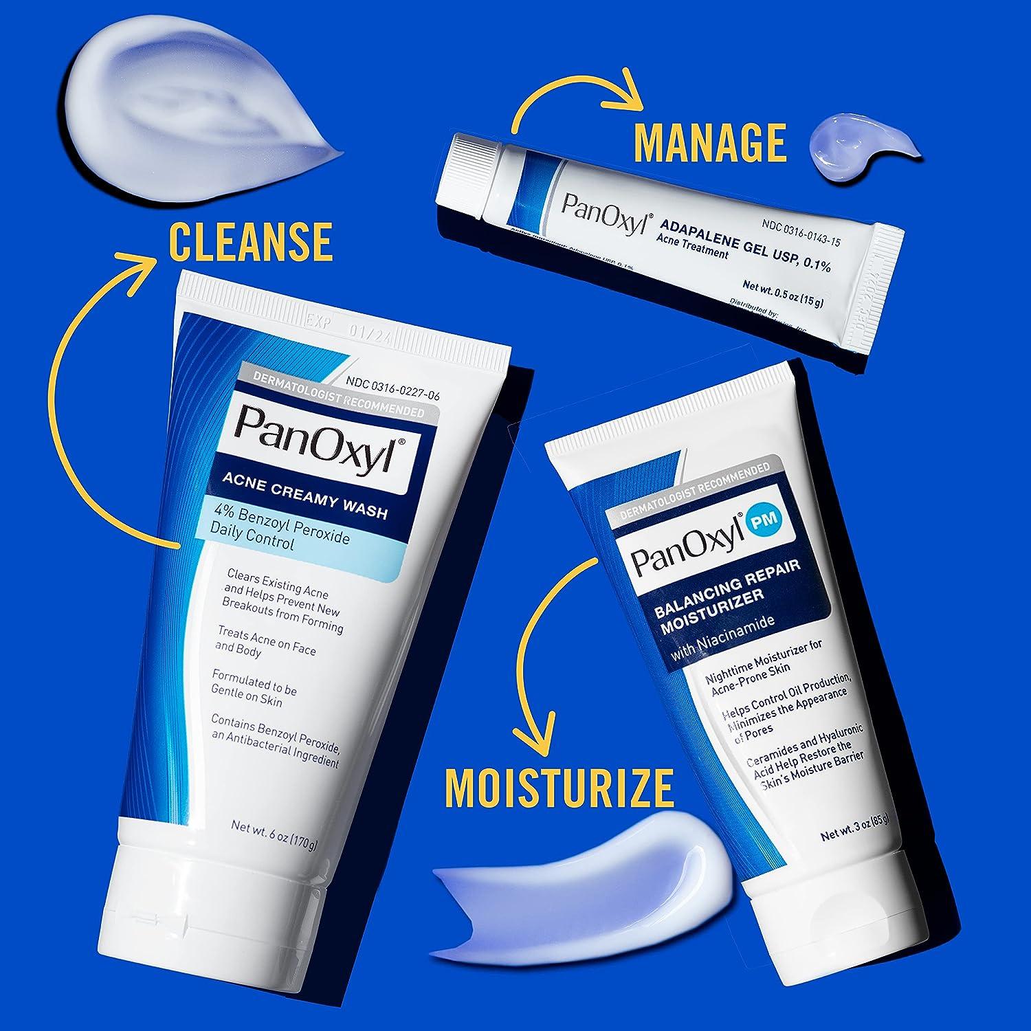 PanOxyl PM Balancing Repair Moisturizer with Ceramides and Cica Hydrating Face Moisturizer Acne