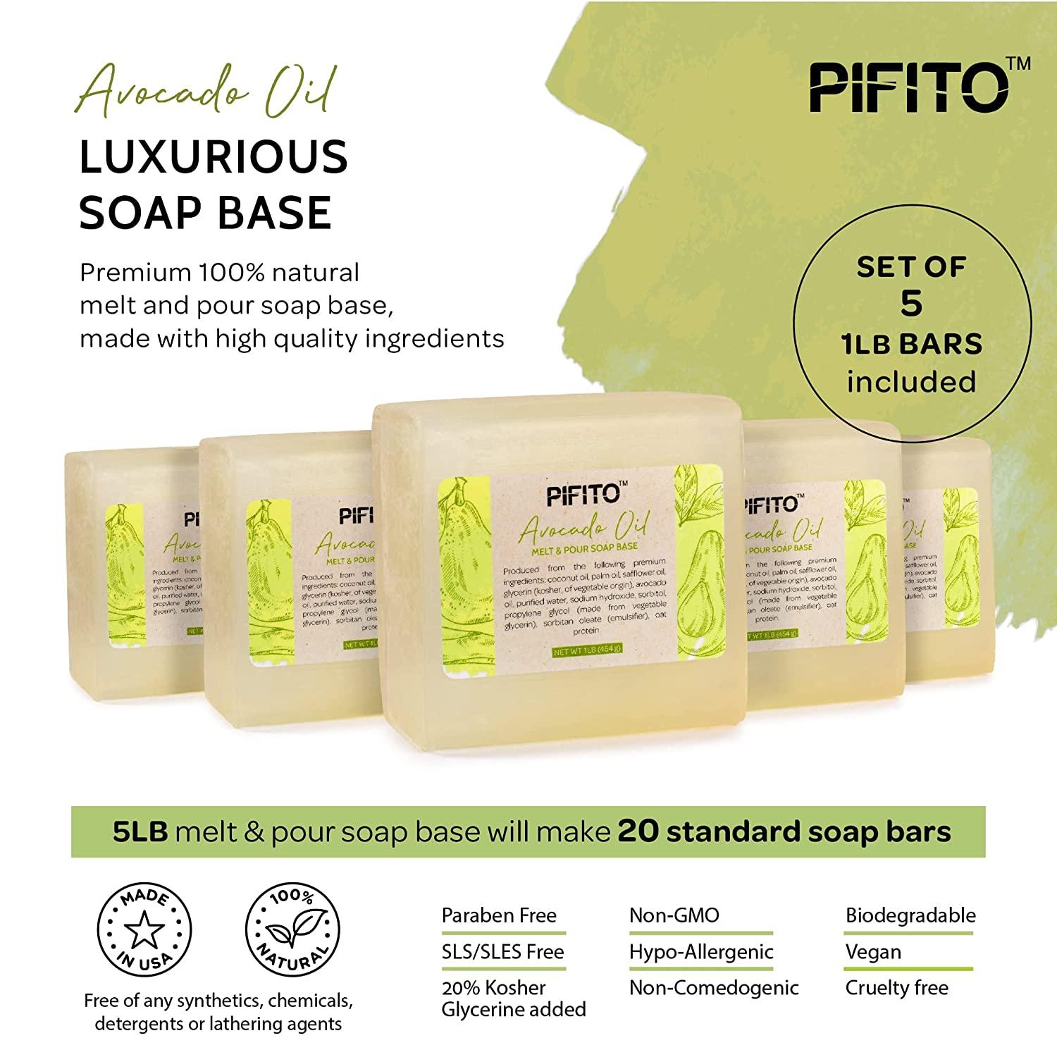 Pifito Honey Melt and Pour Soap Base (5 lb) Bulk Premium 100% Natural Glycerin Soap Base Luxurious Soap Making Supplies
