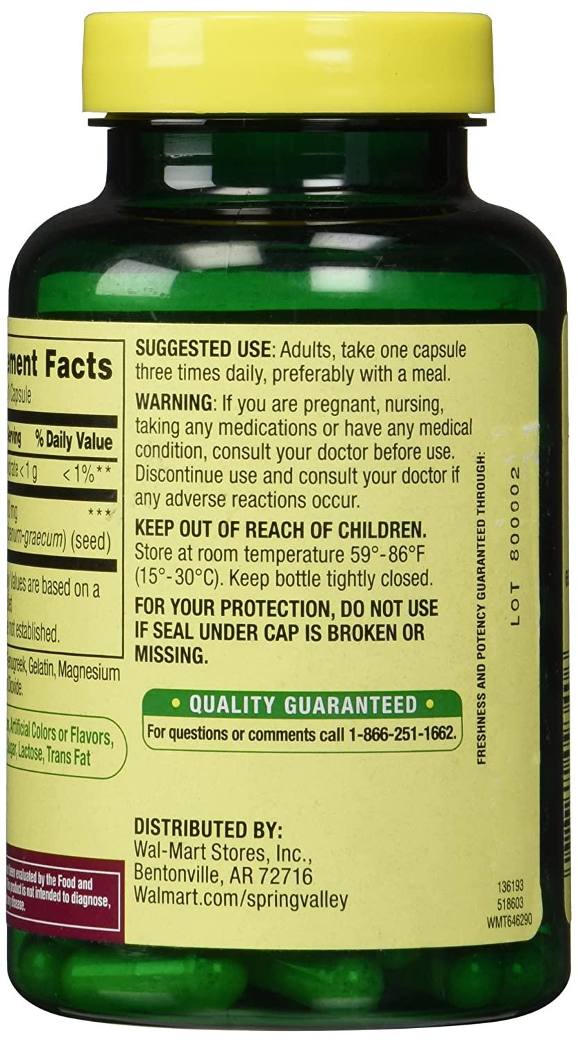 Spring Valley Fenugreek 610 mg, 100 Capsules