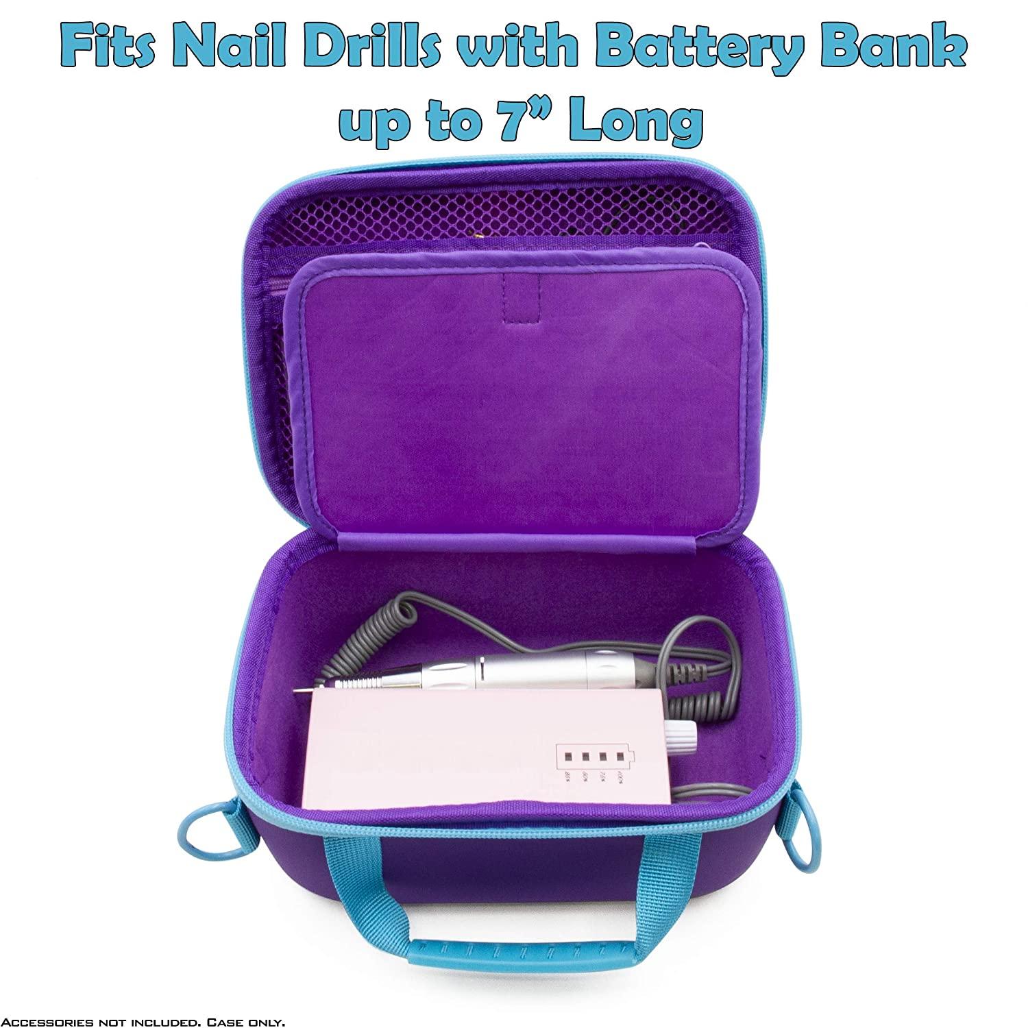 CASEMATIX Portable EFile Nail Drill Machine Case Professional Hard Shell Bag for Rechargeable