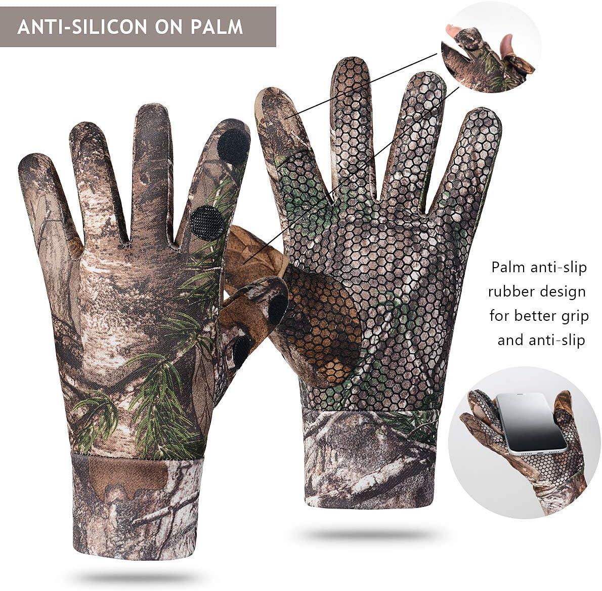 EAmber Camouflage Hunting Gloves Full Finger/Fingerless Gloves Pro Anti-Slip  Camo Glove Archery Accessories Hunting Outdoors without Fleece Large