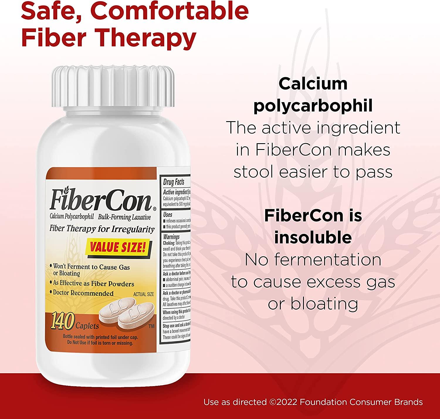 FiberCon Fiber Therapy Coated Caplets, Safe, Simple & Comfortable