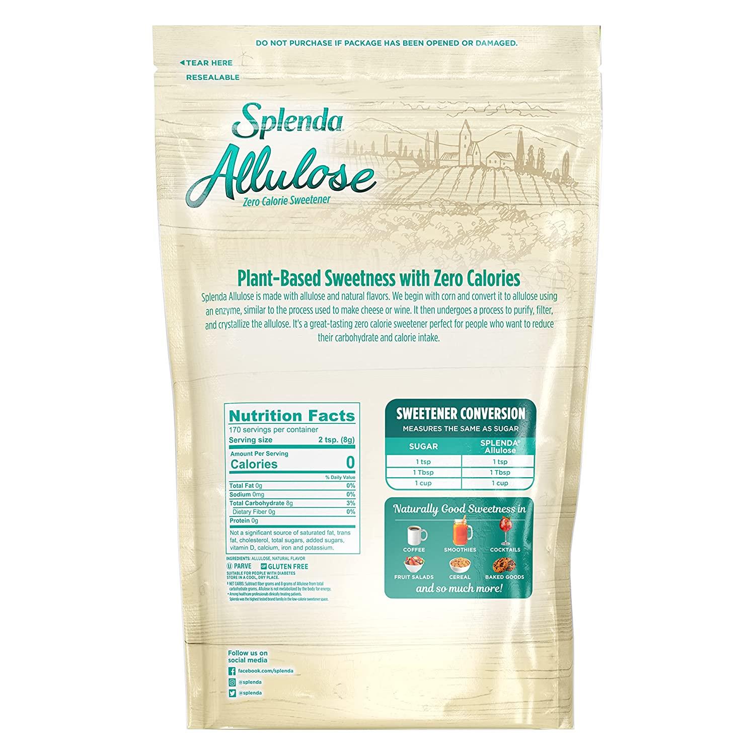 Splenda Allulose Plant Based Zero Calorie Sweetener 3lb Ideal for