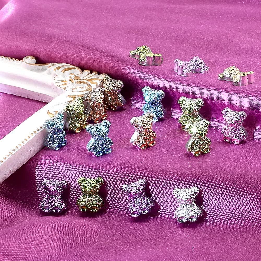 3d Nail Art Charms Bear Heart Resin Glitter Rhinestones Kawaii Decoration  12pcs