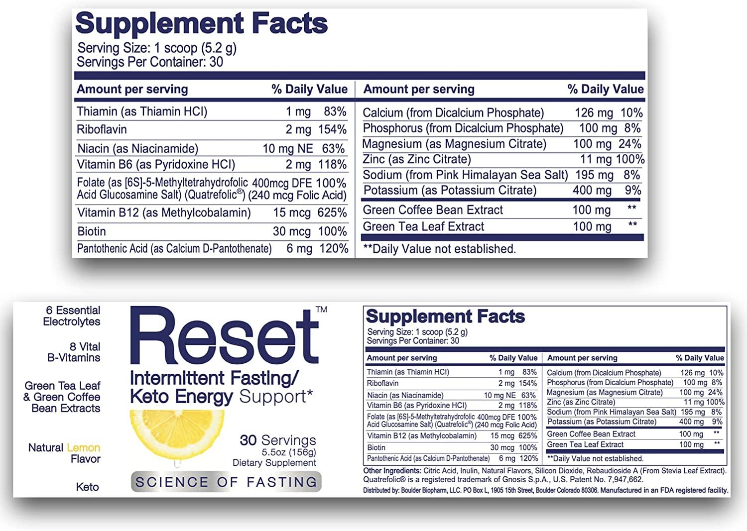 RESET Fasting Energy 6 Electrolytes, Himalayan Salt,