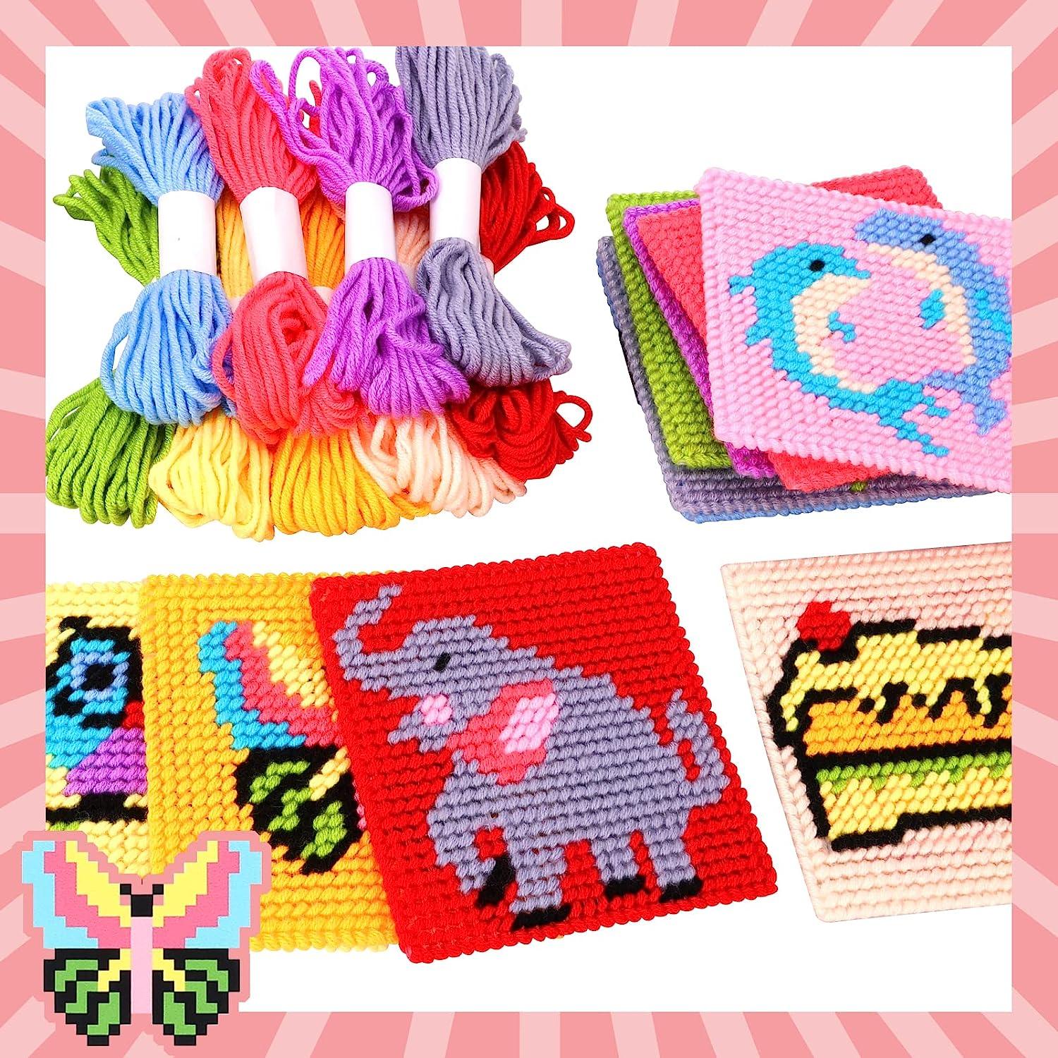  Pllieay 6 Pcs Cross Stitch Kits for Beginners for Kids 7-13,  Kids Embroidery Kit Needlepoint Kit Arts and Crafts Kit with Instructions  for Backpack Charms, Ornaments and Needle Craft : Arts