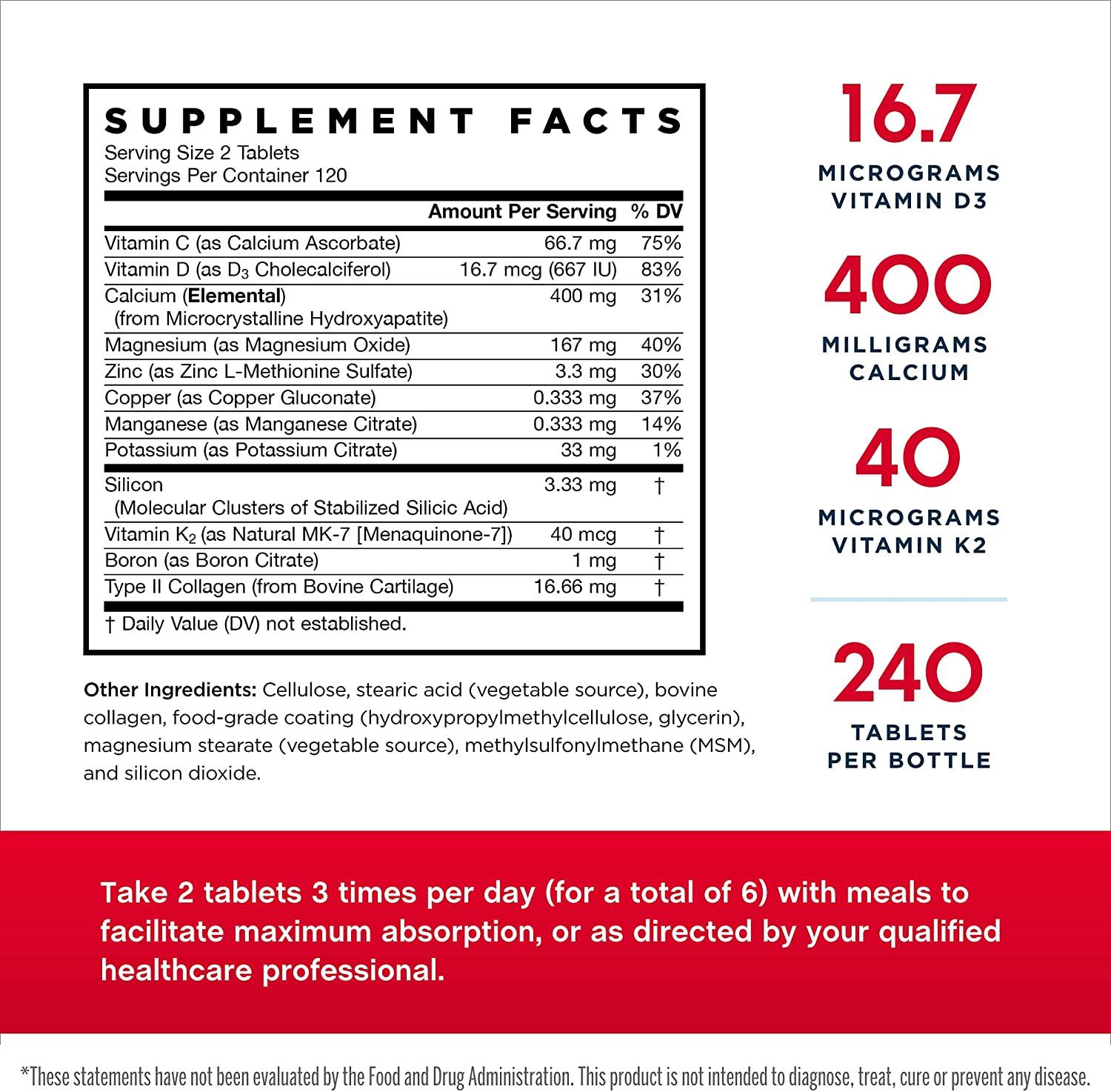 Jarrow Formulas Ultra BoneUp 240 Tablets for Bone Health Premium