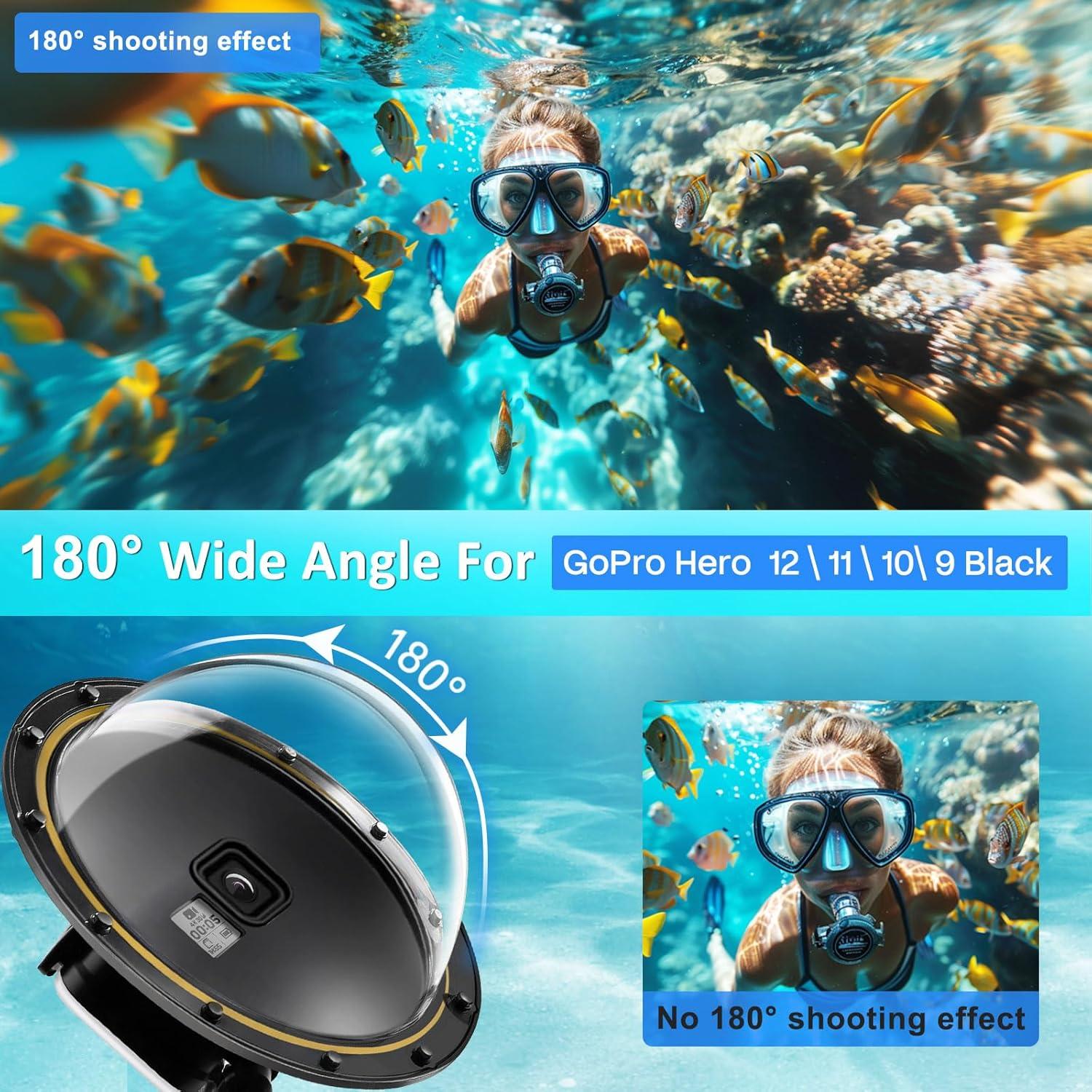 Dome Port for GoPro Hero 12 11 10 9 Black - Waterproof Housing