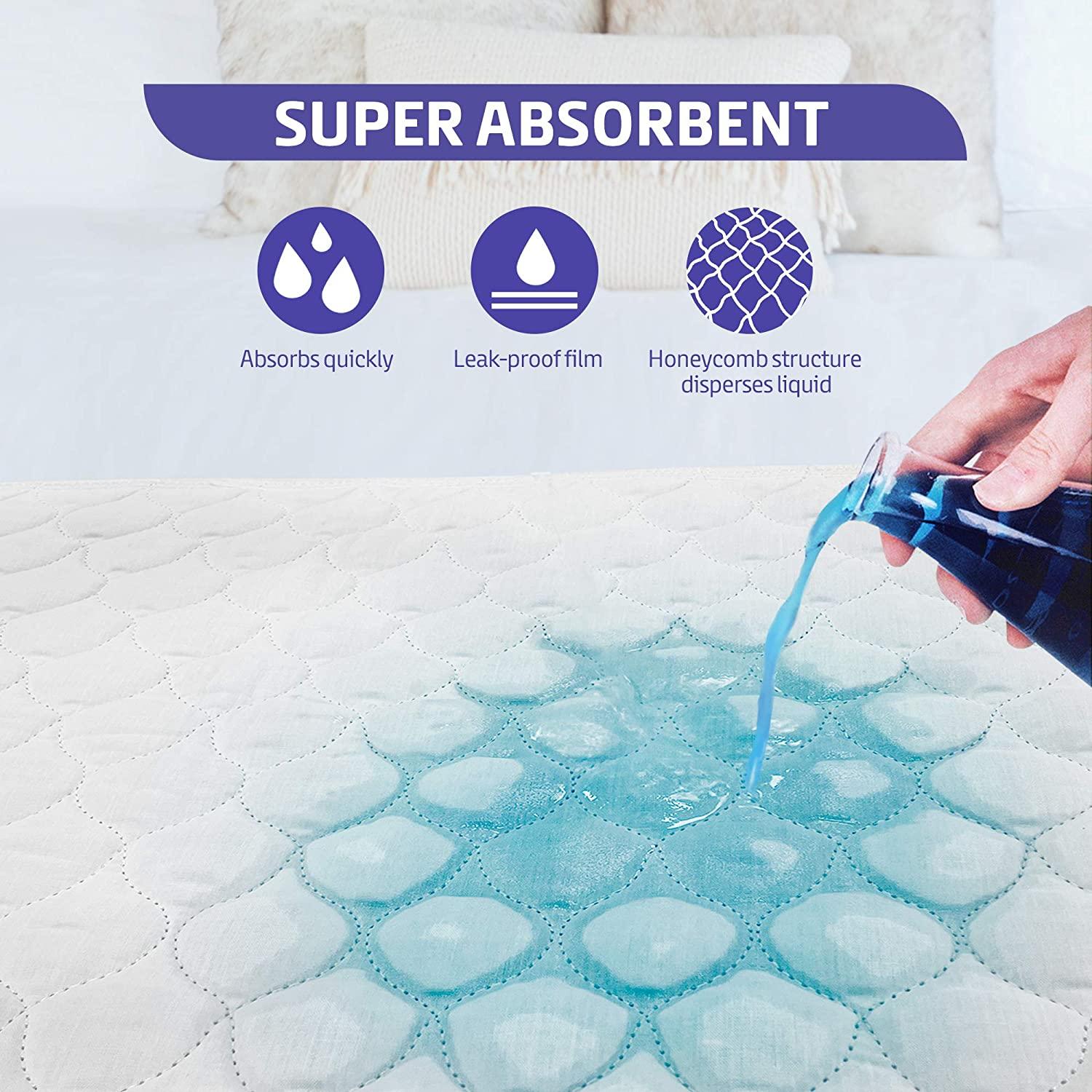 4Layer Ultra Soft Quilted Bed Pads, 18" x 24" (3 Pack), Heavy