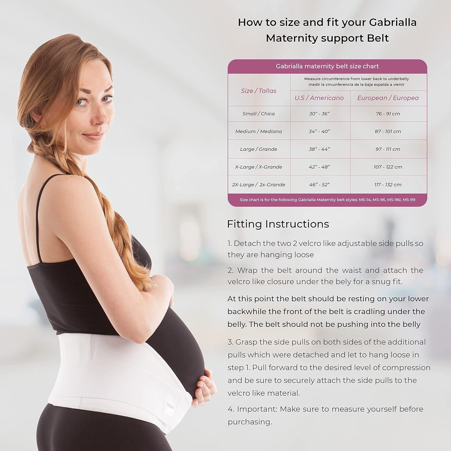 GABRIALLA Elastic Pregnancy Belly Band for Pregnant Women Baby Safe Design  Adjustable & Breathable Maternity Belt Improve Posture and Relieves Back  Joint & Hip Strain (MS-96 White S) Small White