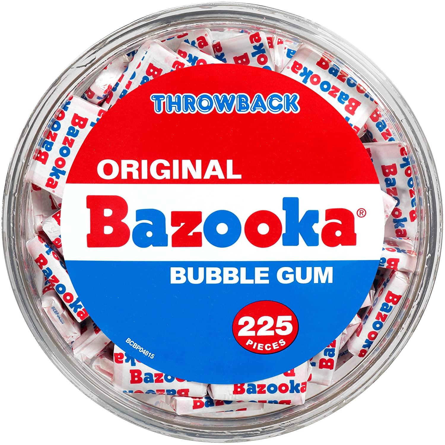 Bazooka Bubble Gum 225 Count Individually Wrapped Pink Chewing Gum in