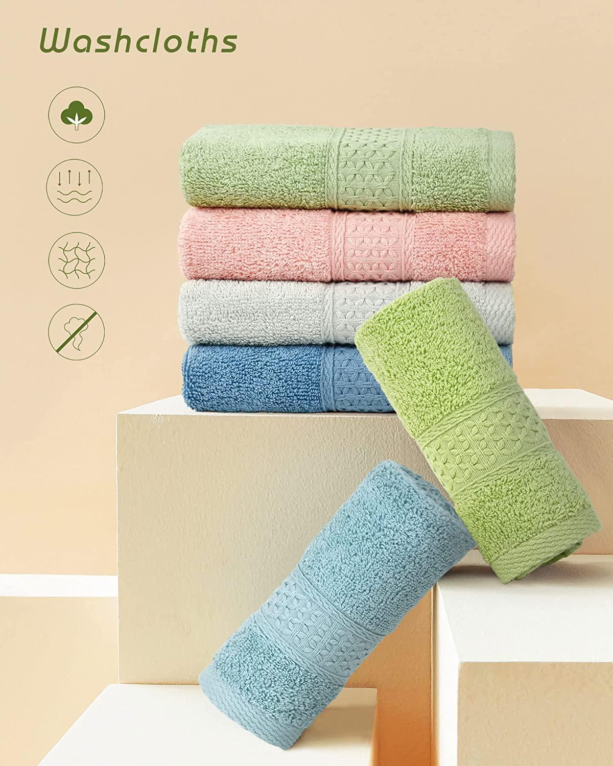  Cleanbear Hand Towels and Washcloths Set Bathroom Towels Set 6  Colors for Different Needs : Home & Kitchen