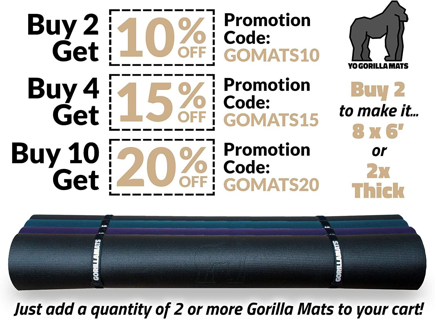 Gorilla Mats Premium Large Yoga Mat – 6' x 4' x 8mm Extra  Thick & Ultra Comfortable, Non-Toxic, Non-Slip Barefoot Exercise Mat –  Works Great on Any Floor for Stretching