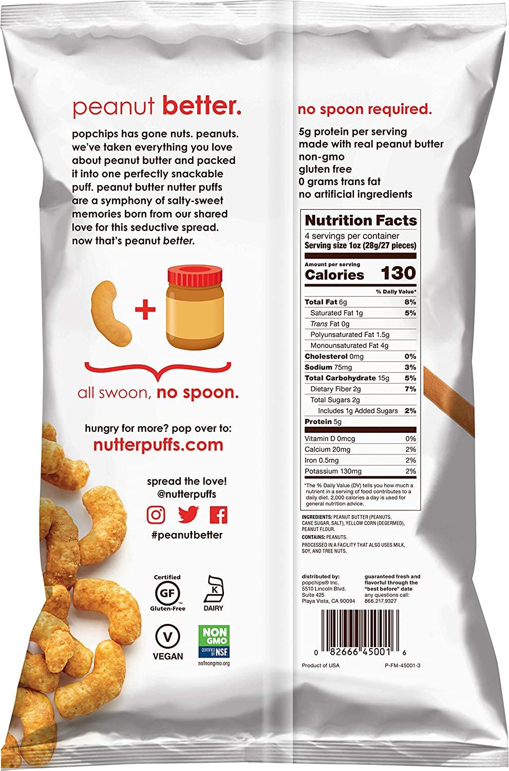 popchips Nutter Puffs Peanut Butter, 4 Oz
