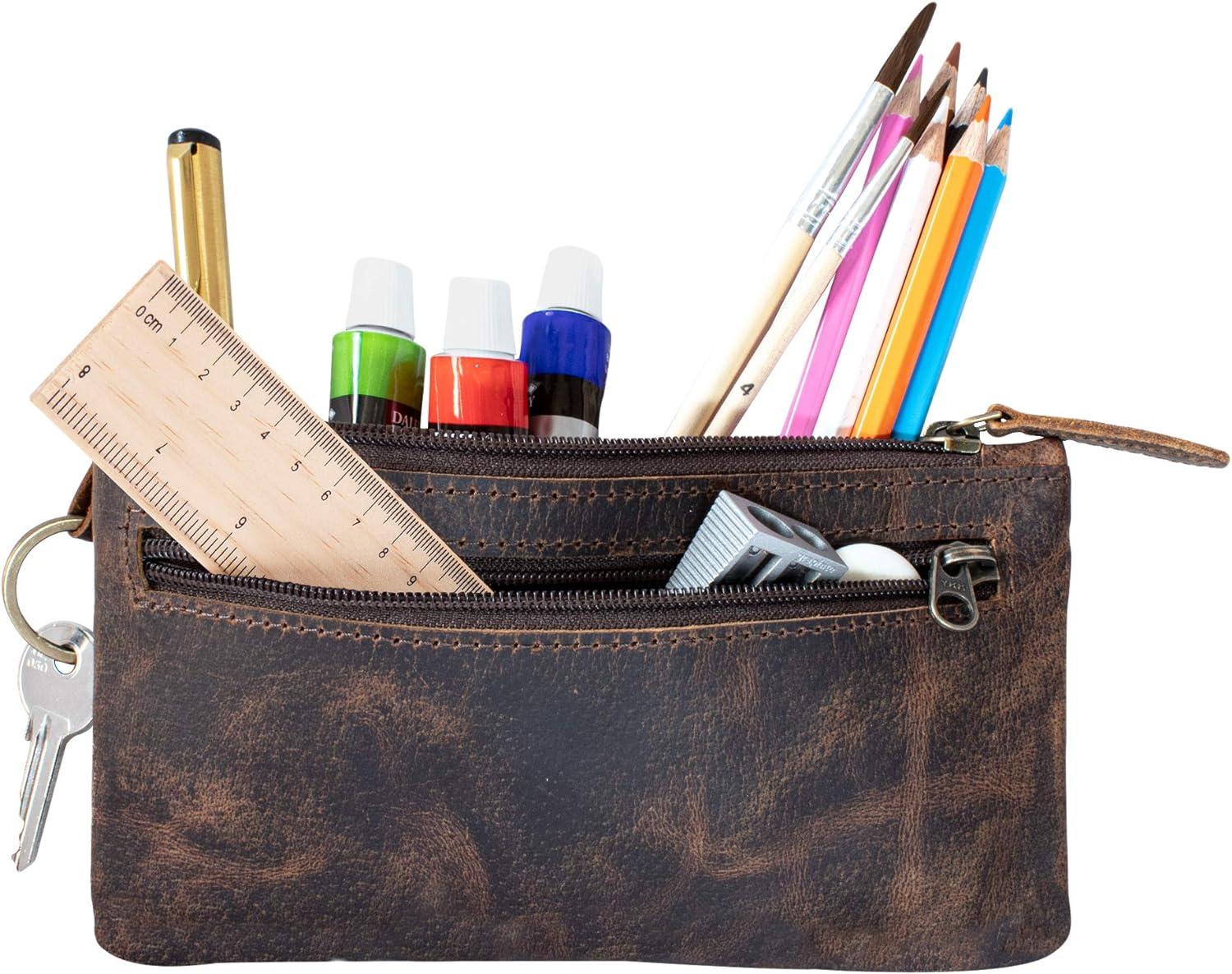 Moonster Leather Pencil Case Beautifully Handcrafted Zippered