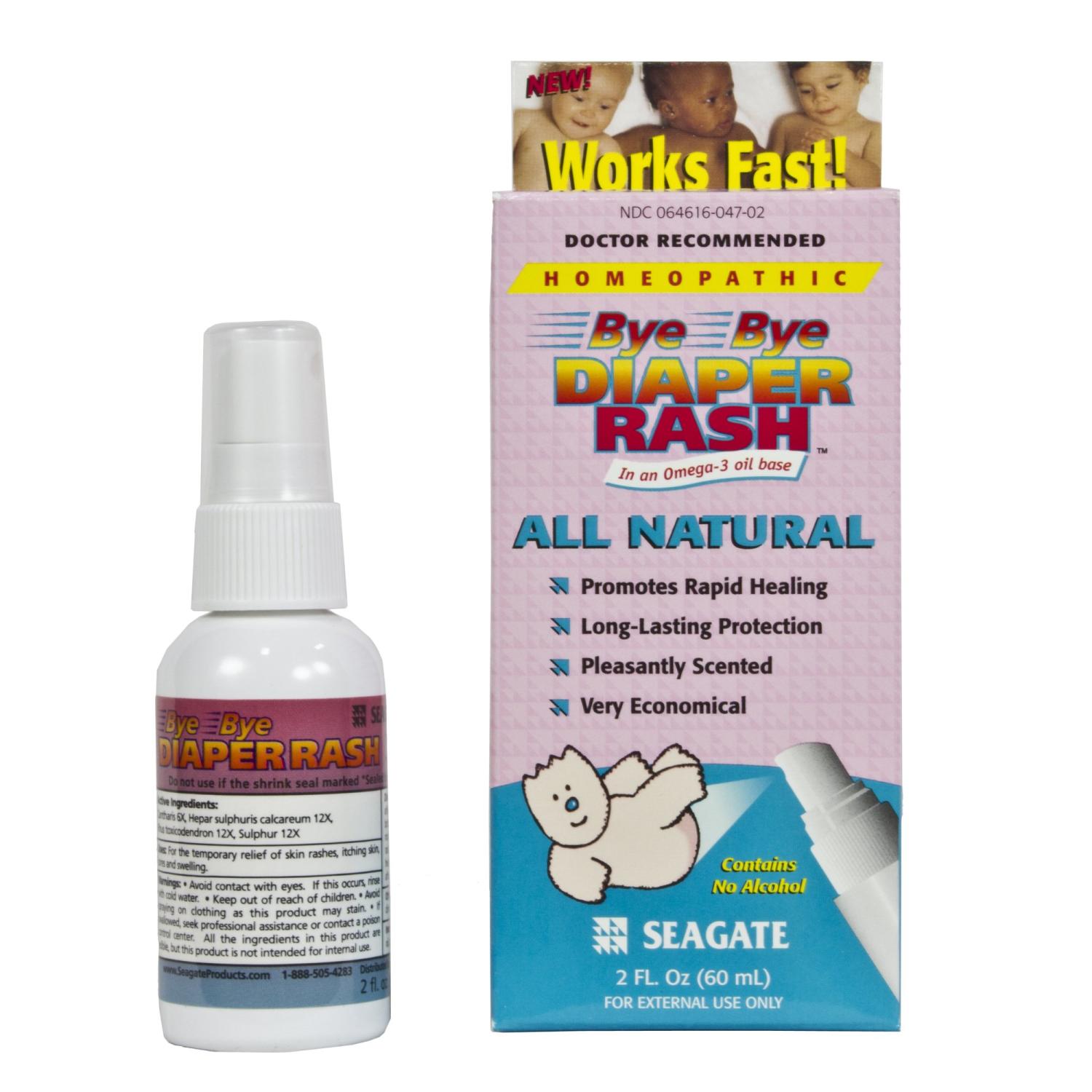Seagate Homeopathic Bye Bye Diaper Rash Spray 2 oz Single Pack