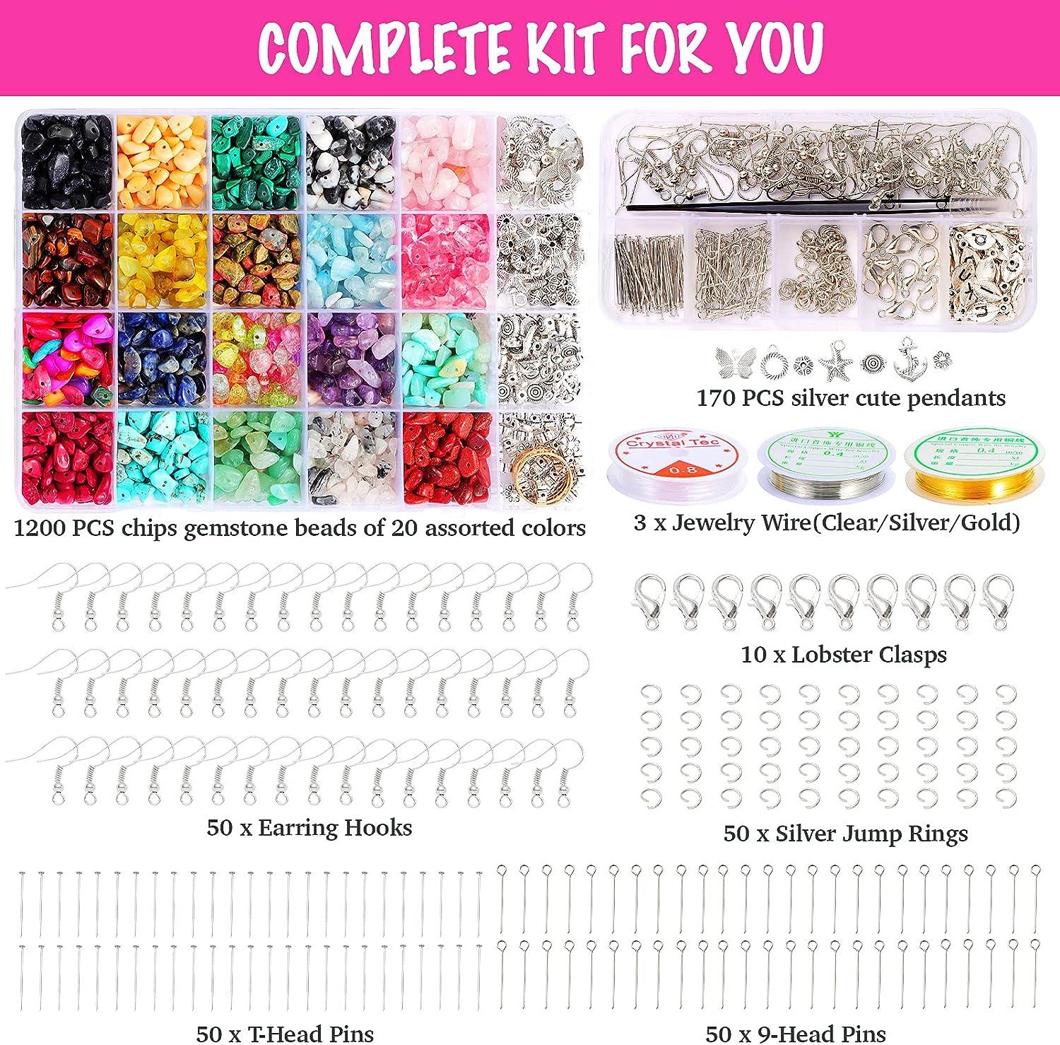 Xmada Jewelry Making Kit - 1587 PCS Beads for Jewelry Making Jewelry Making  Supplies with Crystal Beads Jewelry Plier Beading Wire Earring Hooks Ring Bracelet  Making Kit for Girls and Adults