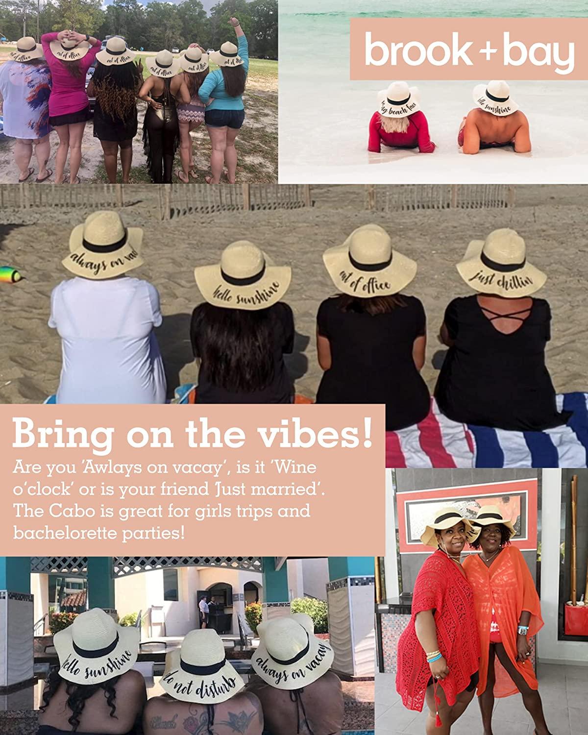 Floppy Beach Sun Hat for Women - Vacation, Honeymoon Embroidered Straw Hat  - Big, Foldable, Large Brim Hello Sunshine