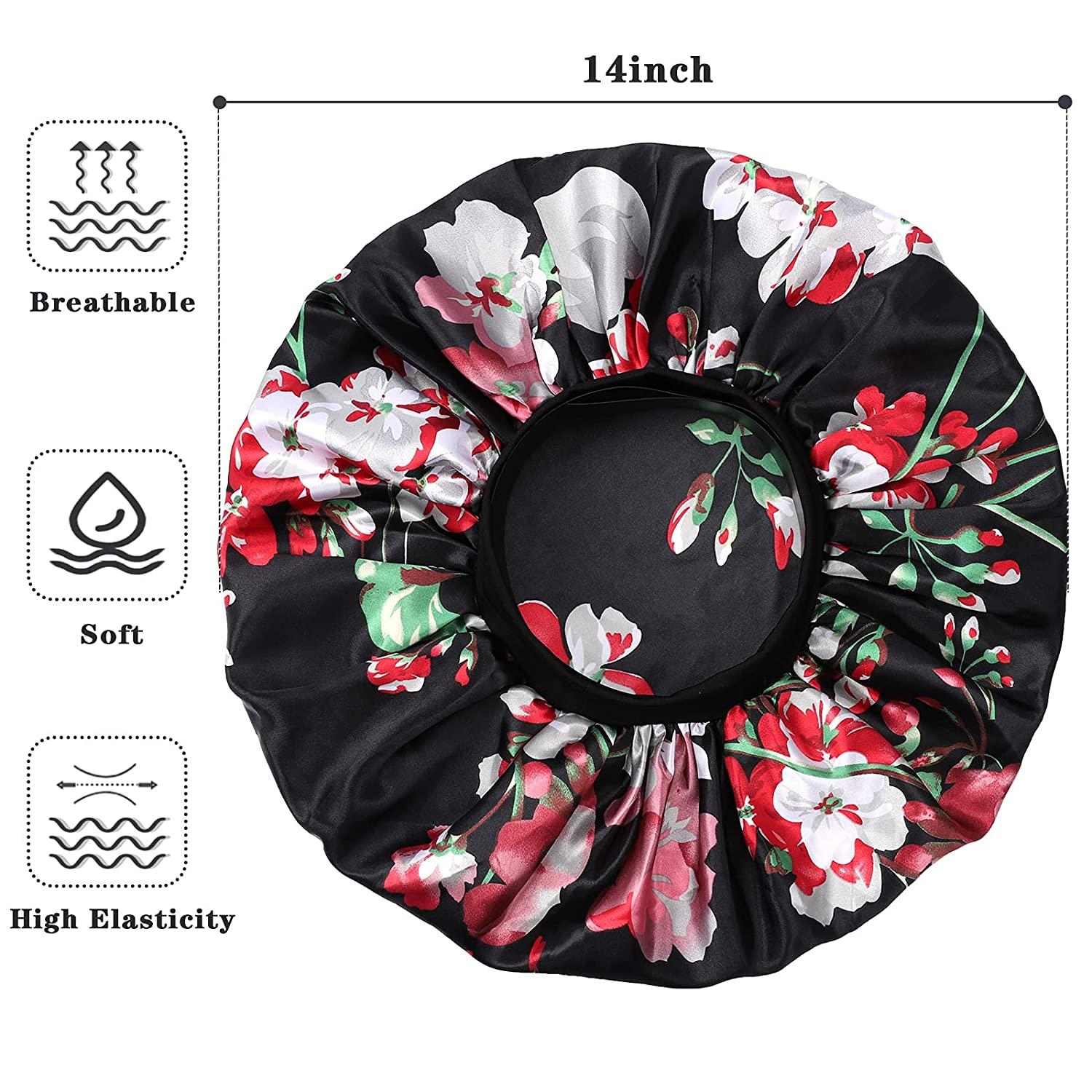 Satin Bonnet Set for Curly Hair Large Silk Sleep Caps for