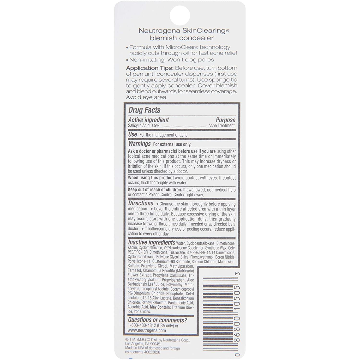 Neutrogena Skinclearing Blemish Concealer, Fair 05.05 Oz. 05 Fair