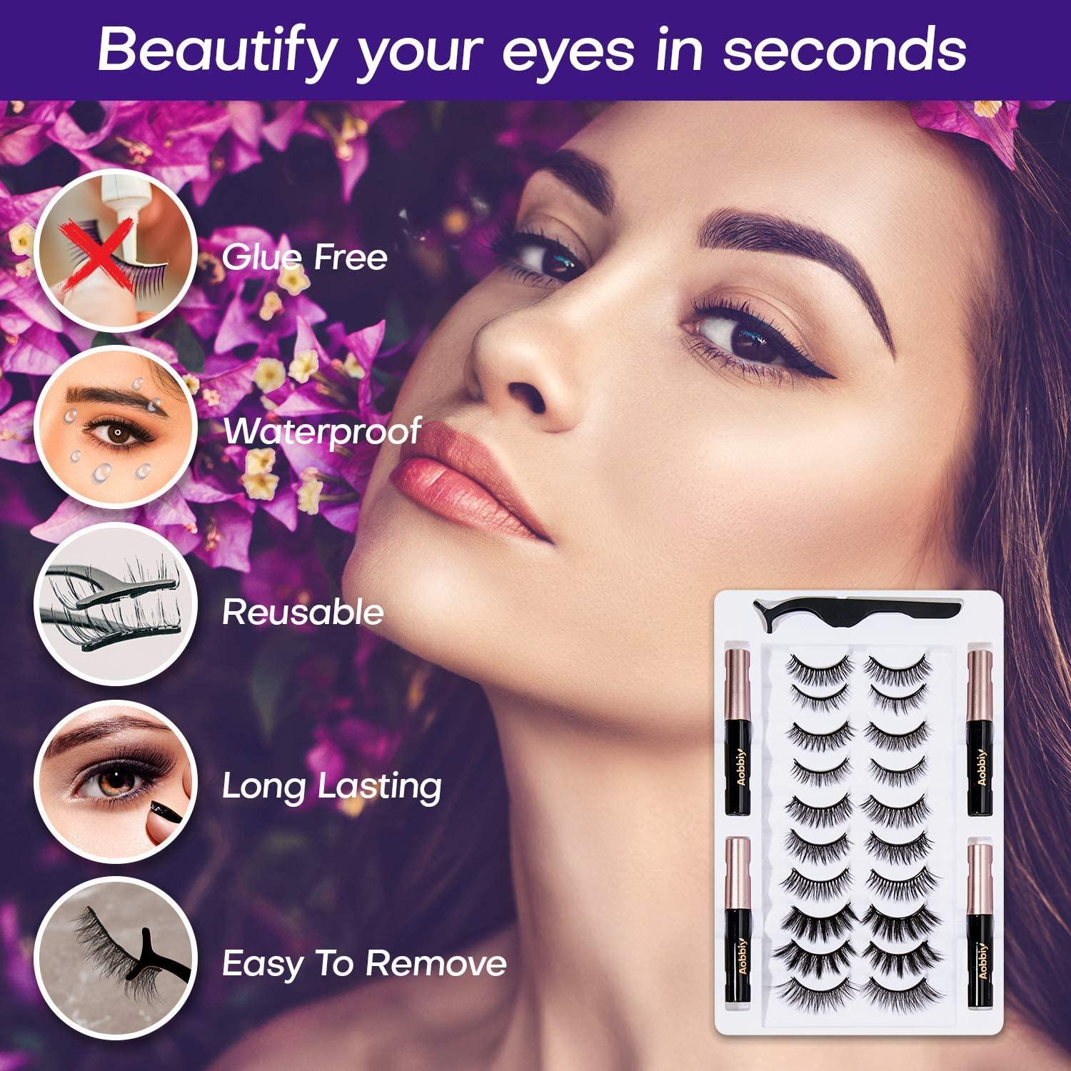 20 Pieces Upgraded Eyelash Kit, Eyelash with Eyeliner