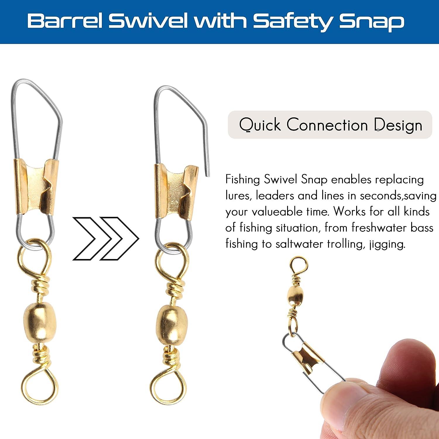Eagle Claw Barrel Fishing Swivel W/Safety Snap Brass Pack Of 7 Size 14