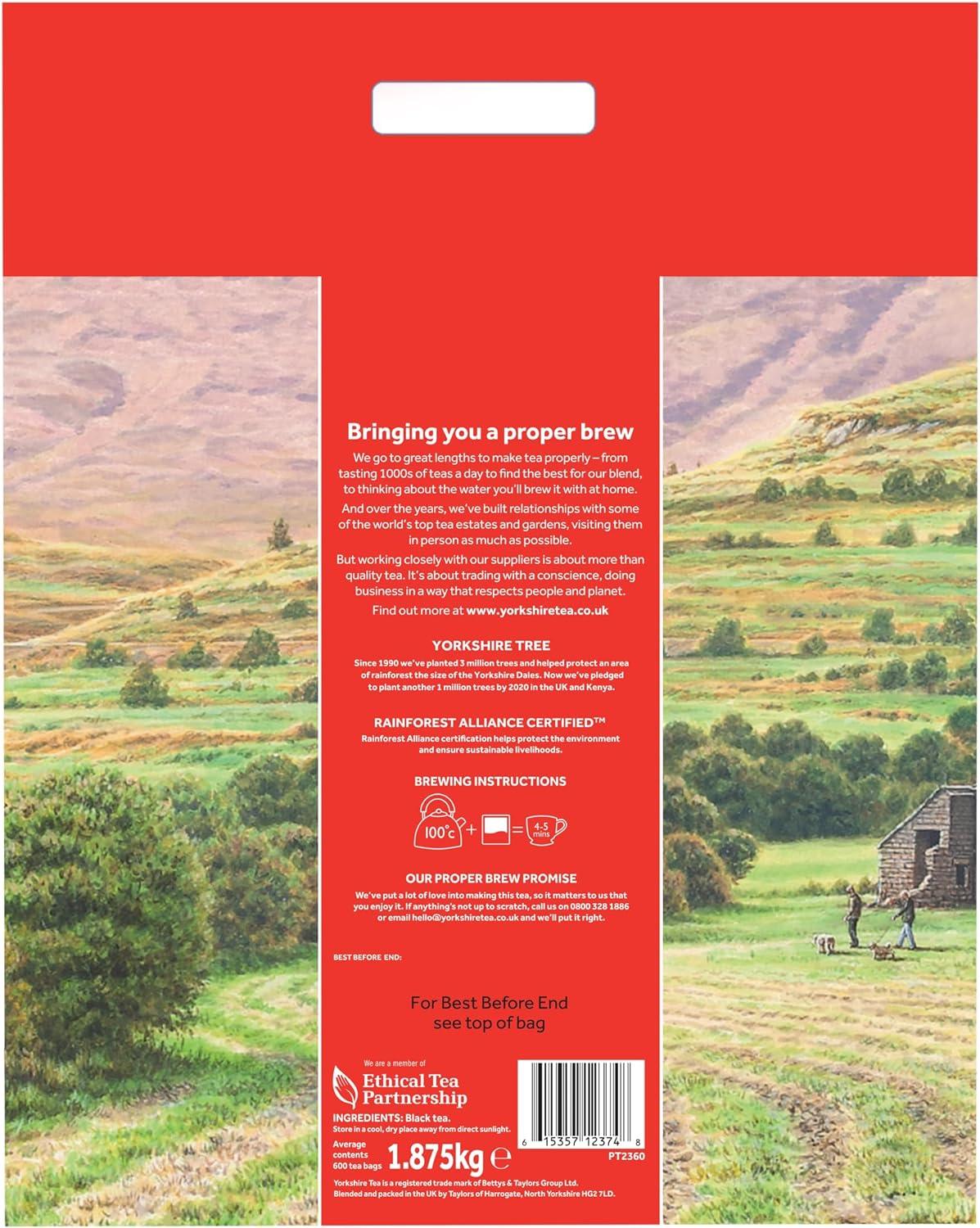 Yorkshire Tea Bags 1.875 Kg 600 Red Tea Bags - Pack of 1 | Buy Now