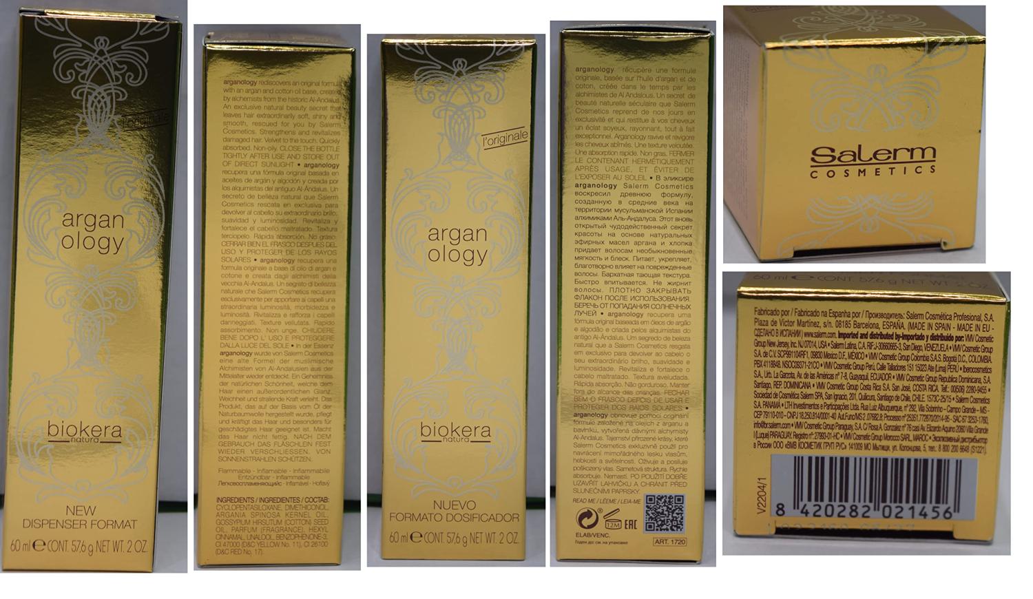 Salerm Biokera Arganology 2oz / 60ml Set of 2 - Hydrating Argan Hair ...