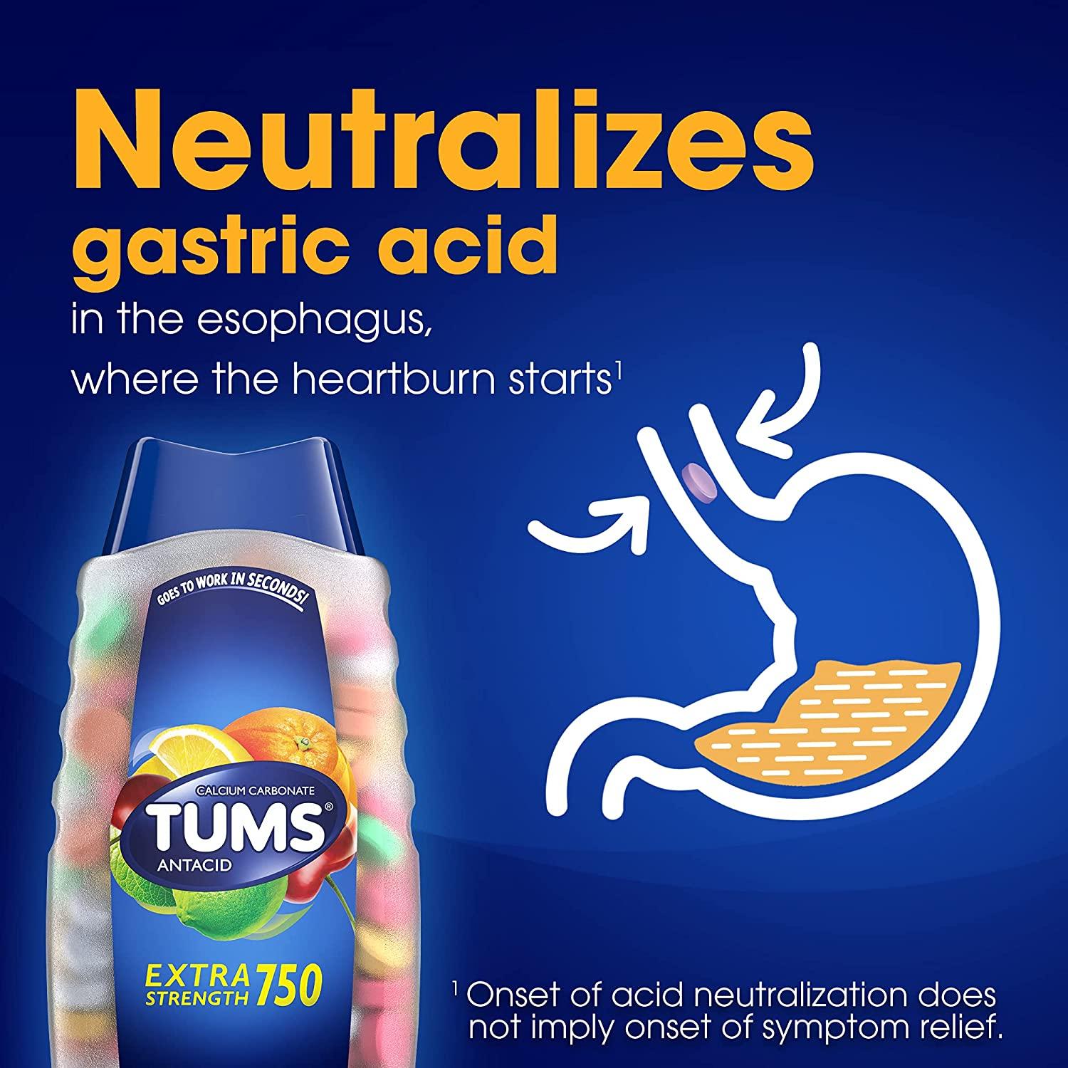 TUMS Extra Strength Antacid Tablets Chewable Heartburn & Acid