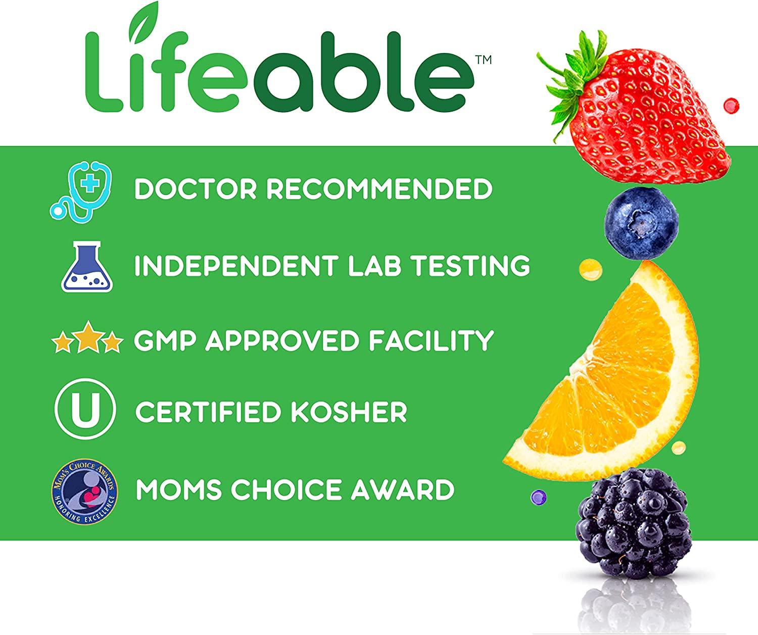 Lifeable Iron for Kids with Vitamin C 10 mg Great Tasting Natural
