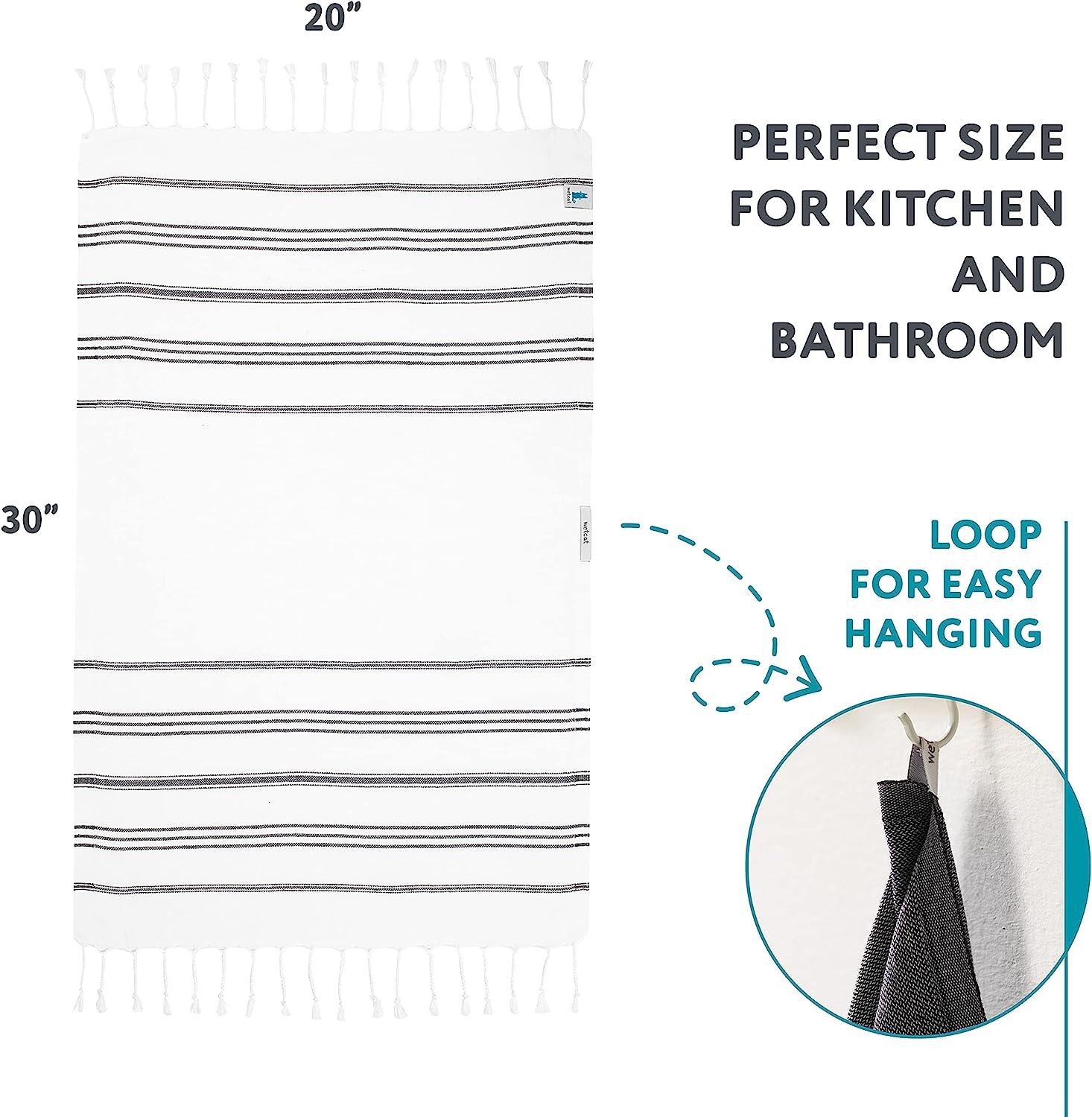 WETCAT Turkish Hand Towels with Hanging Loop (20 x 30) - Set of 2