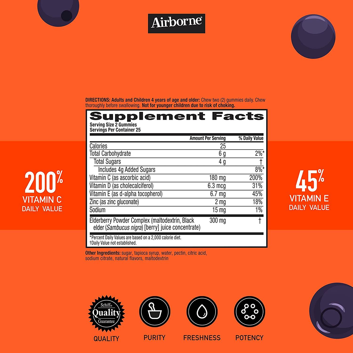 Airborne KIDS Elderberry + Zinc & Vitamin C Gummies, Kids Immune