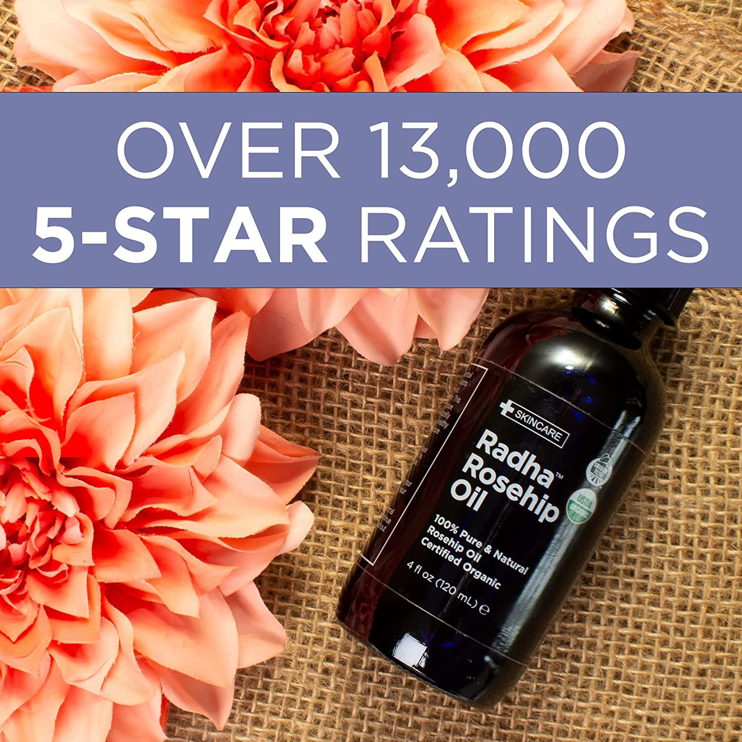 Radha Beauty USDA Certified Organic Rosehip Seed Oil, 100 Pure Cold